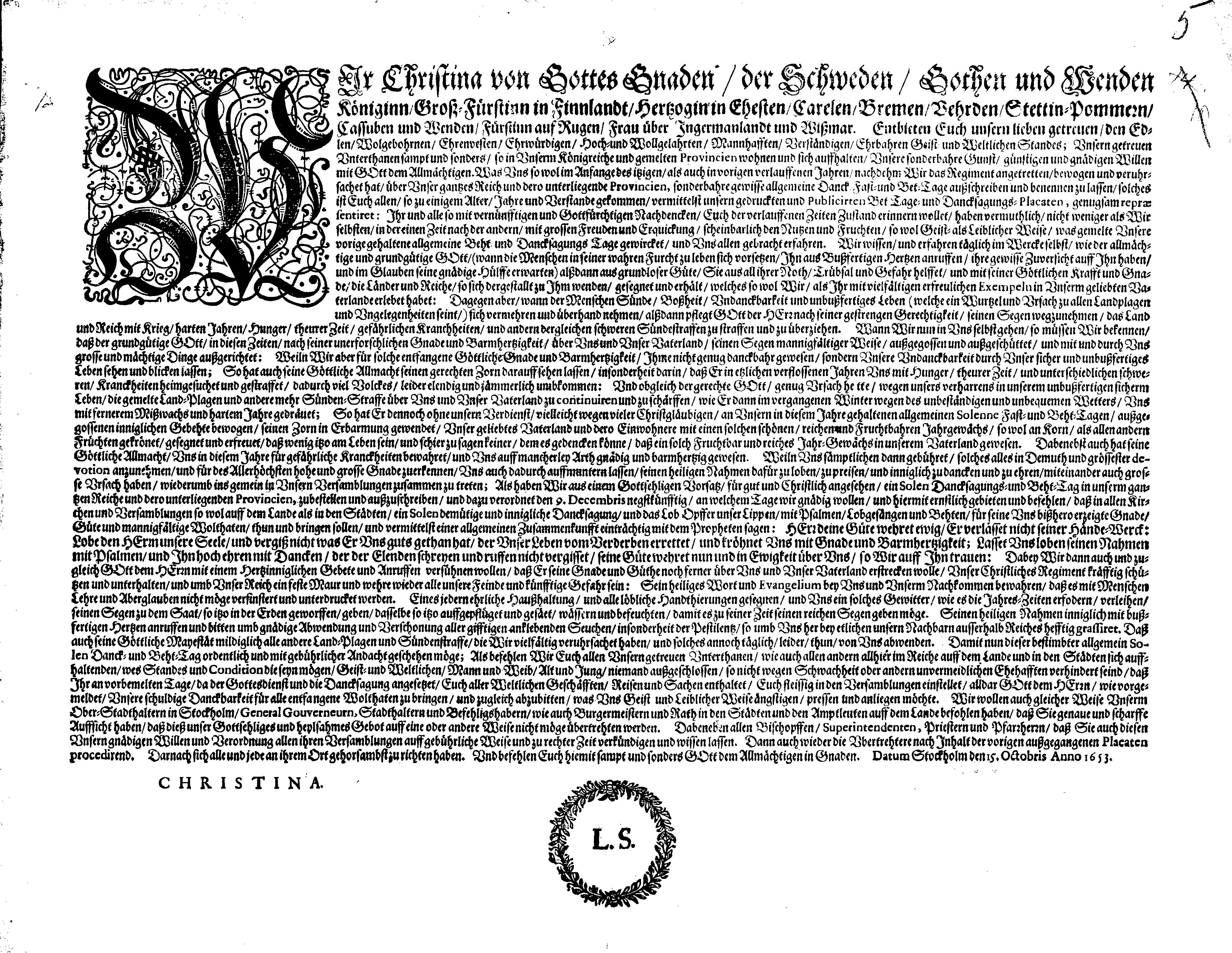 [Kuninganna Kristiina korraldus]