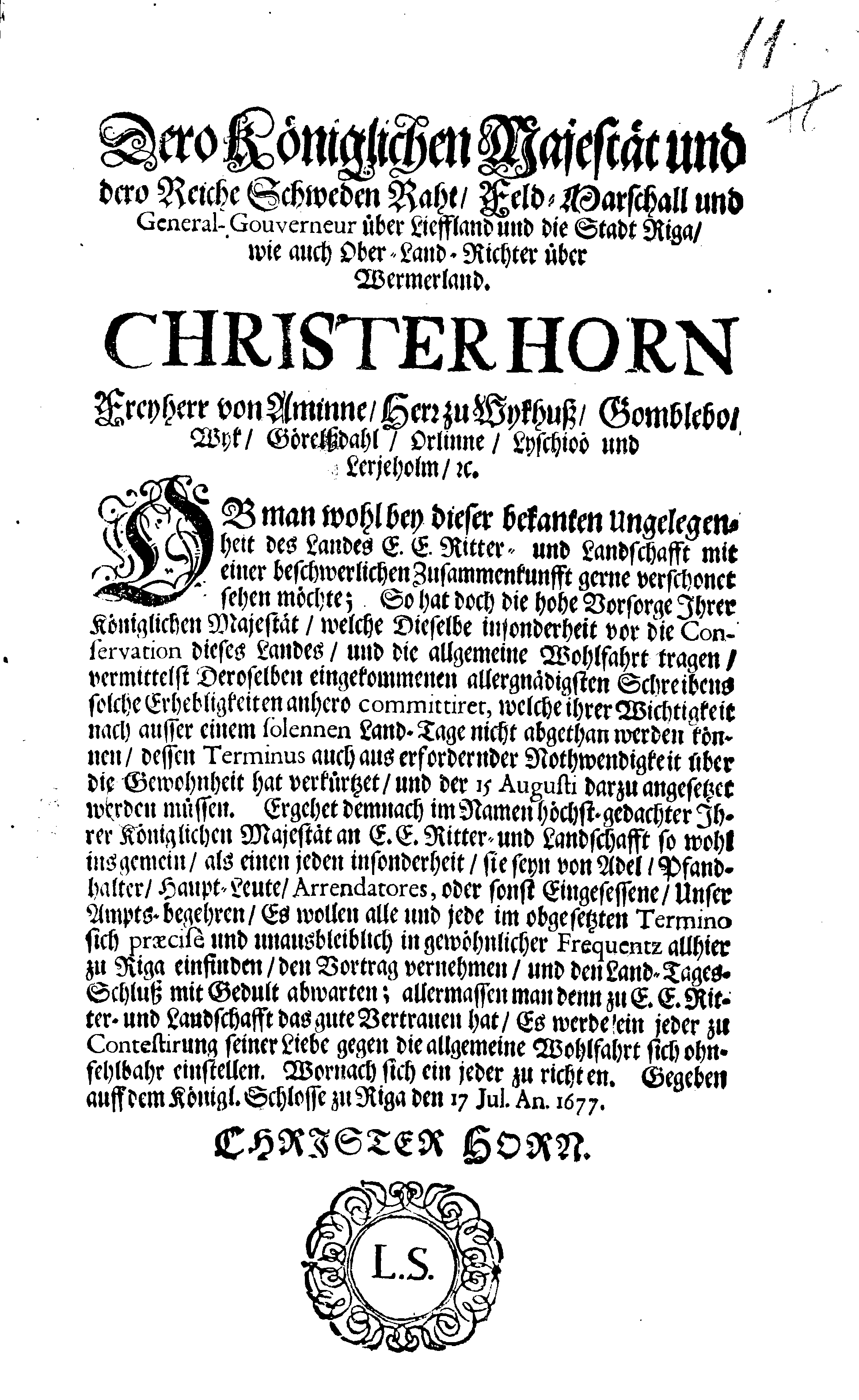 [Christer Horni korraldus]