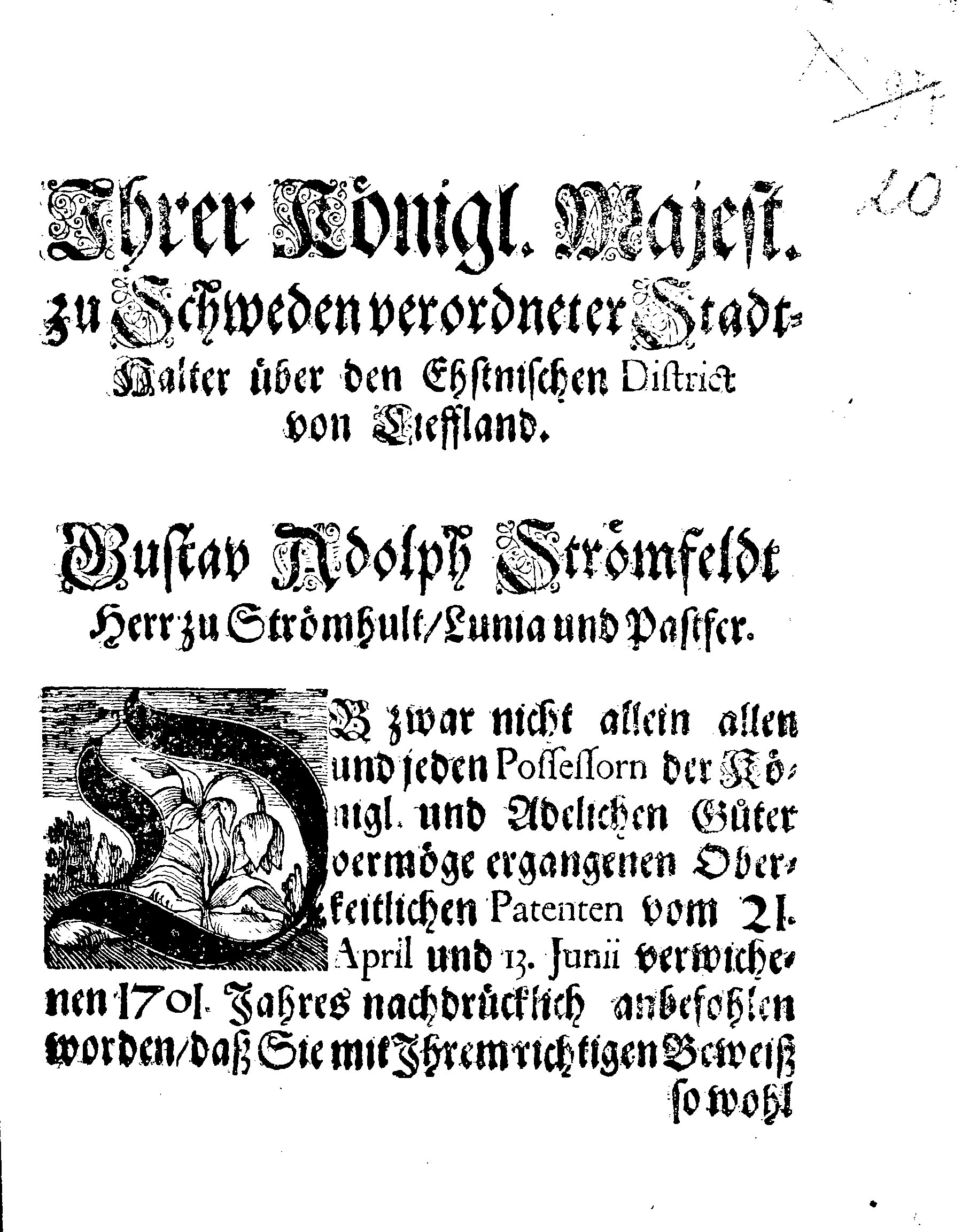 [Gustav Adolph Strömfeldti korraldus]