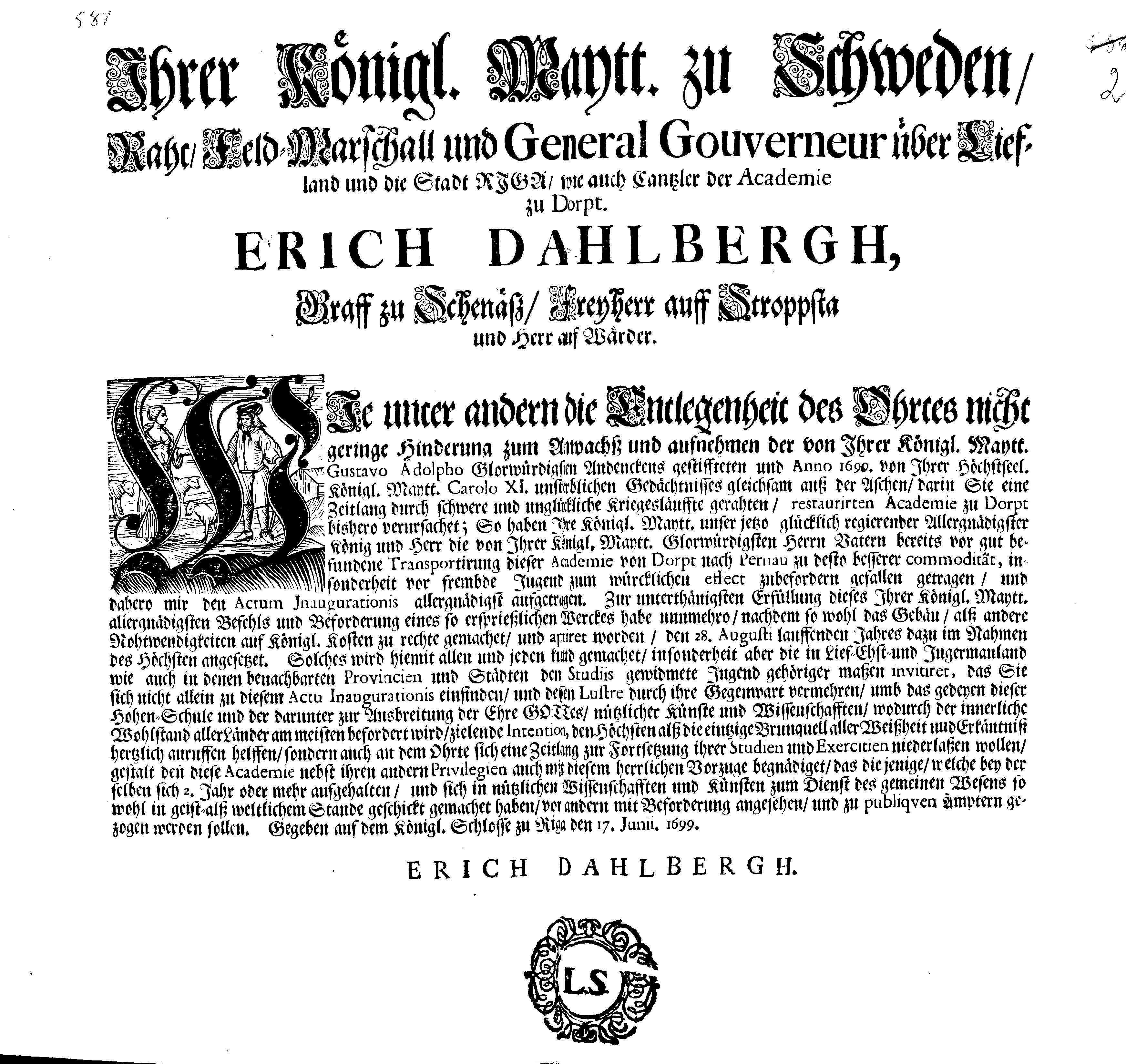 [Erik Dahlberghi korraldus]