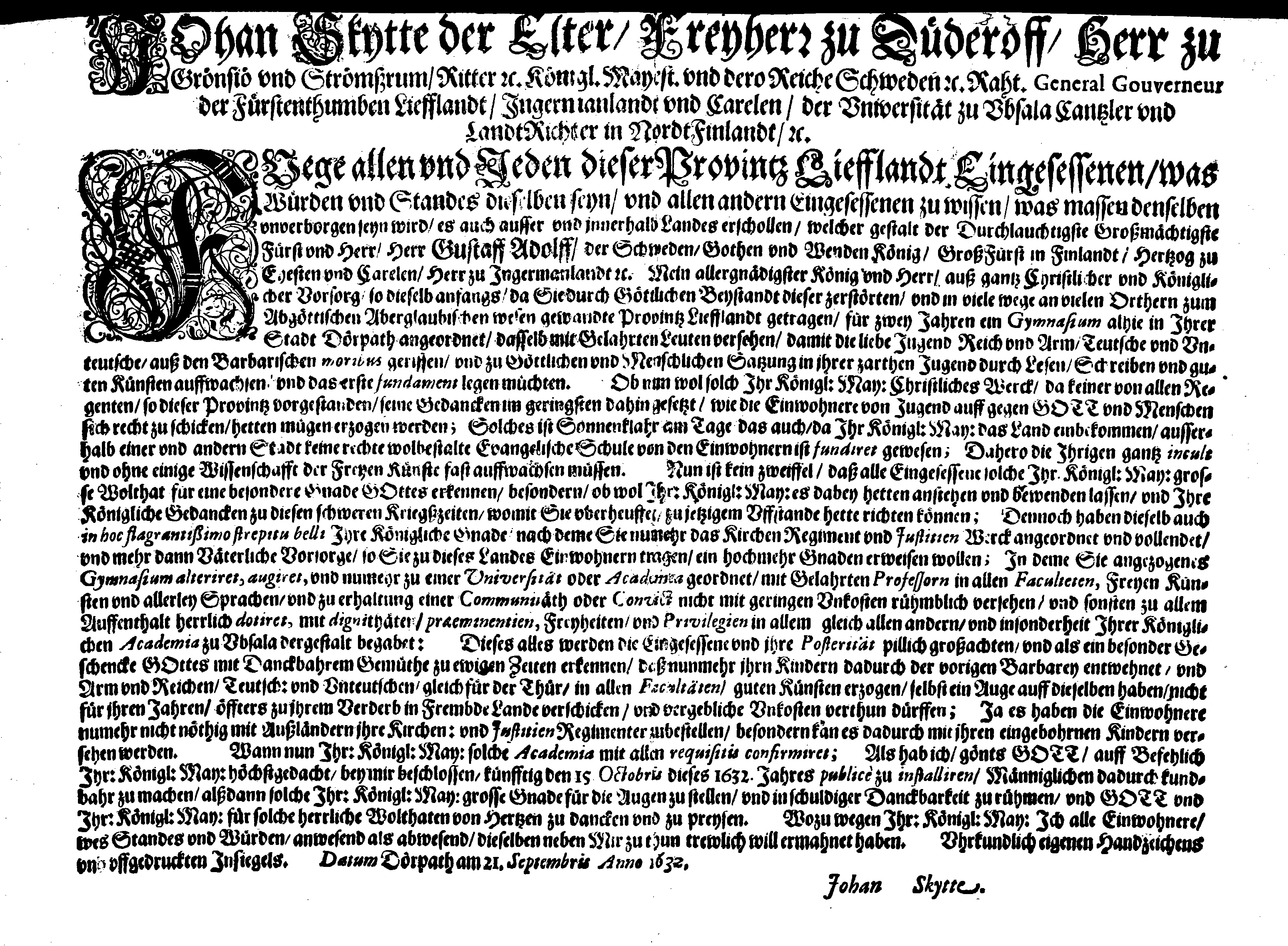 [Johan Skytte korraldus]