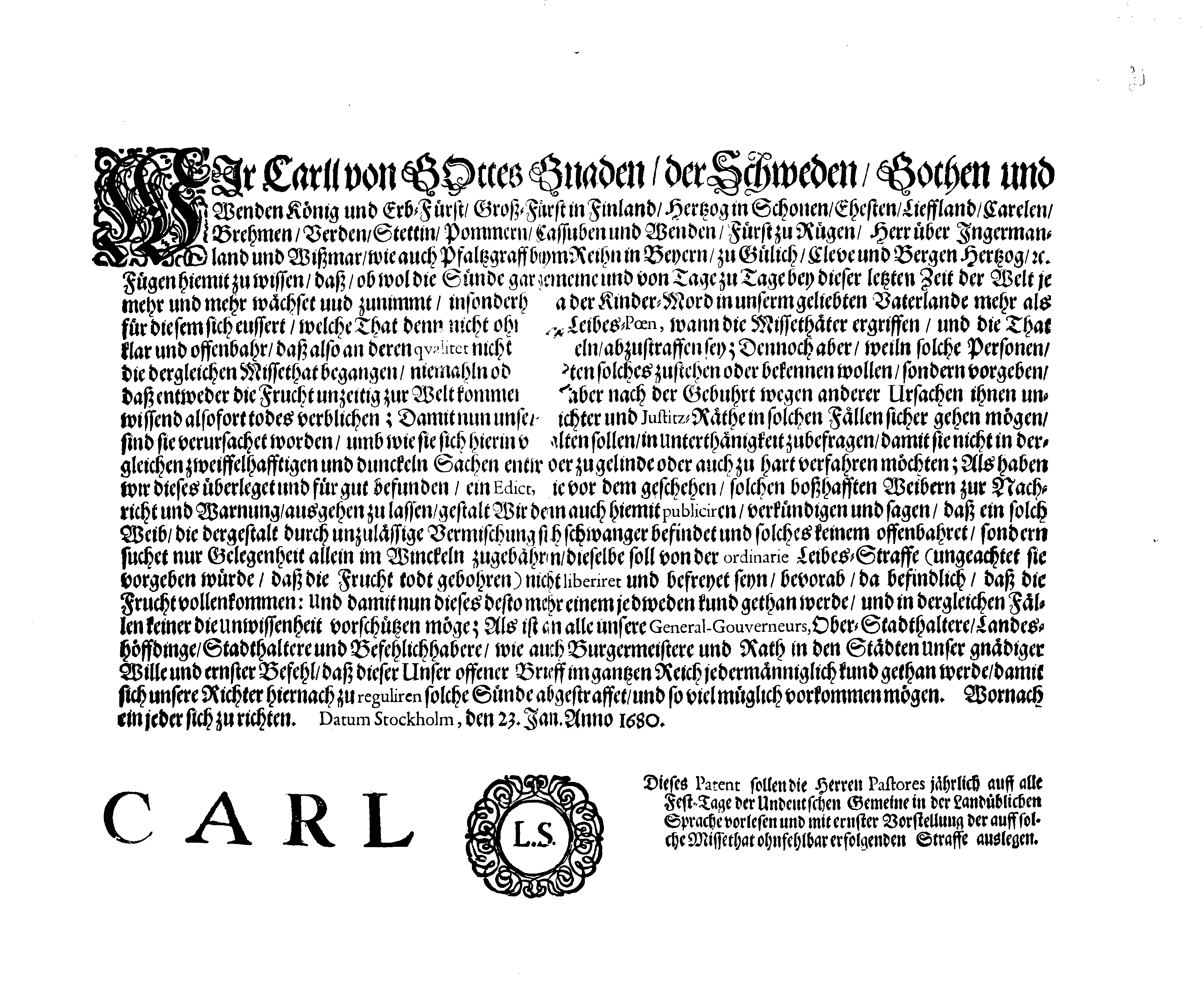 [Kuningas Karl XI korraldus]