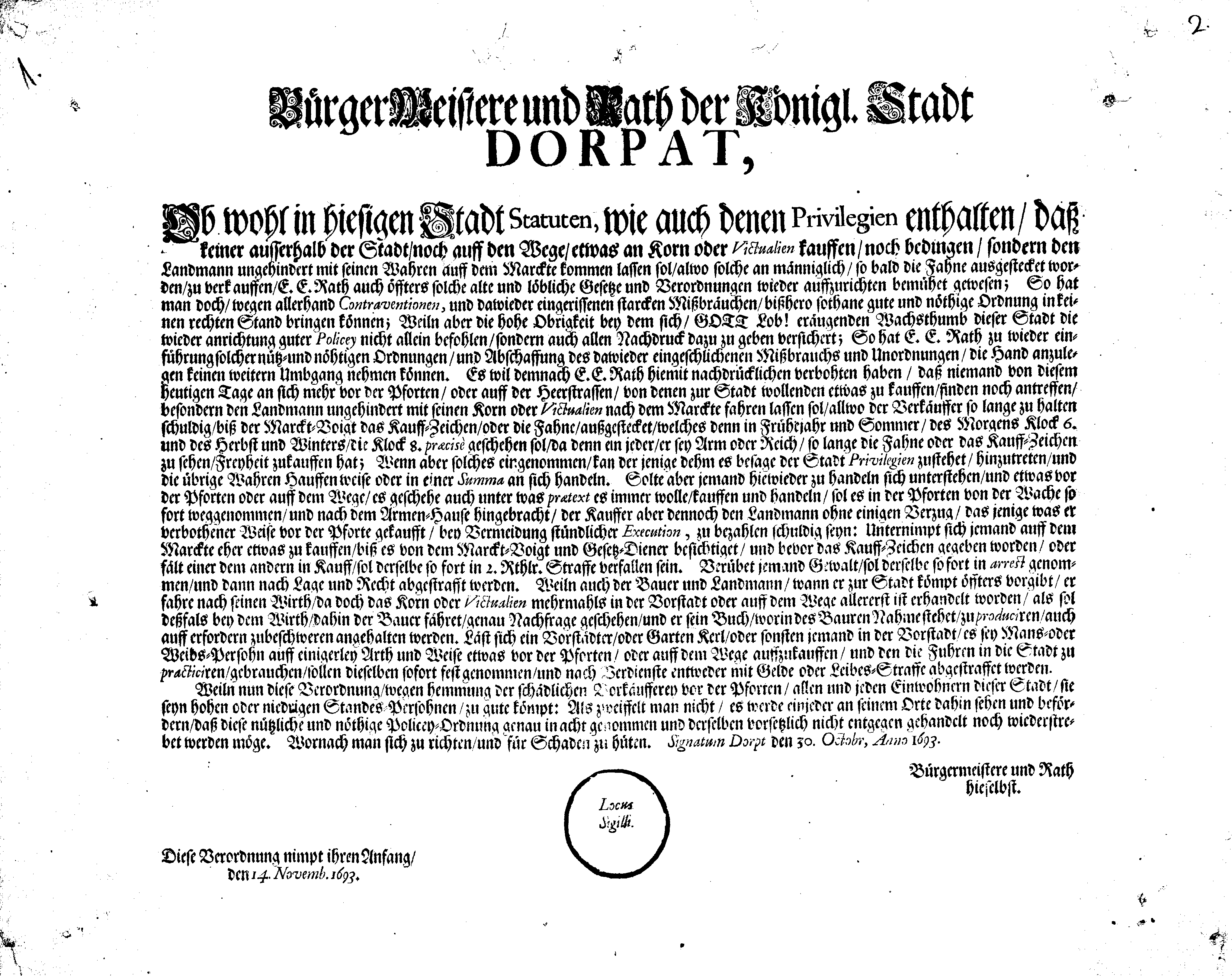 [Tartu magistraadi korraldus]