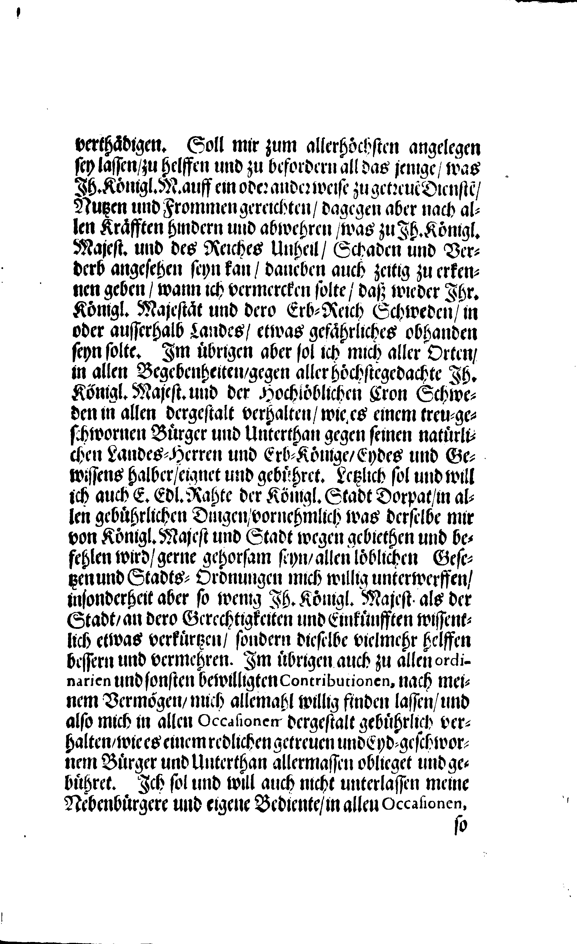Bürger-Eyd, Welchen die antretende Bürger Ihro Königl. Majestät und E. Edl. Raht schweren müssen