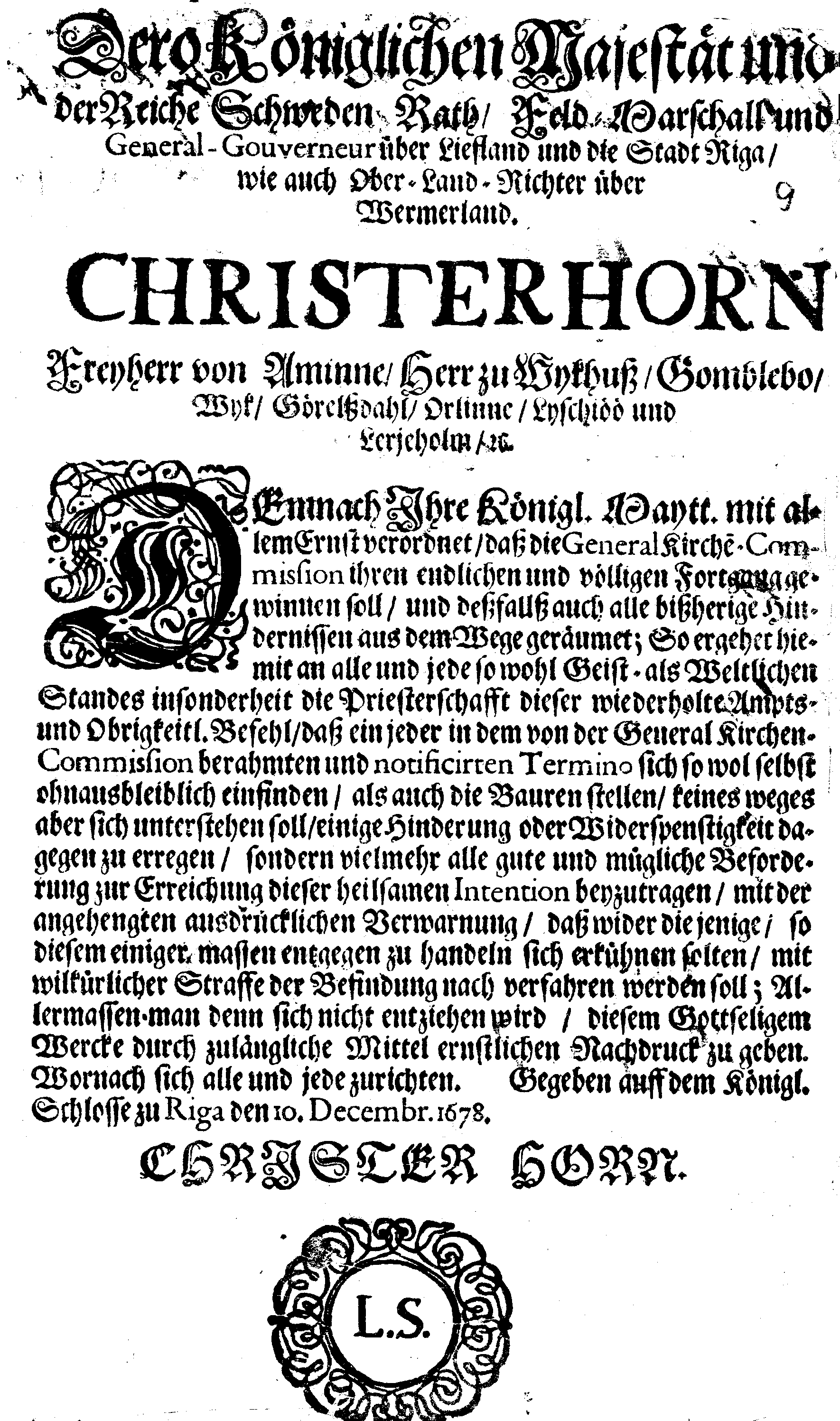 [Christer Horni korraldus]