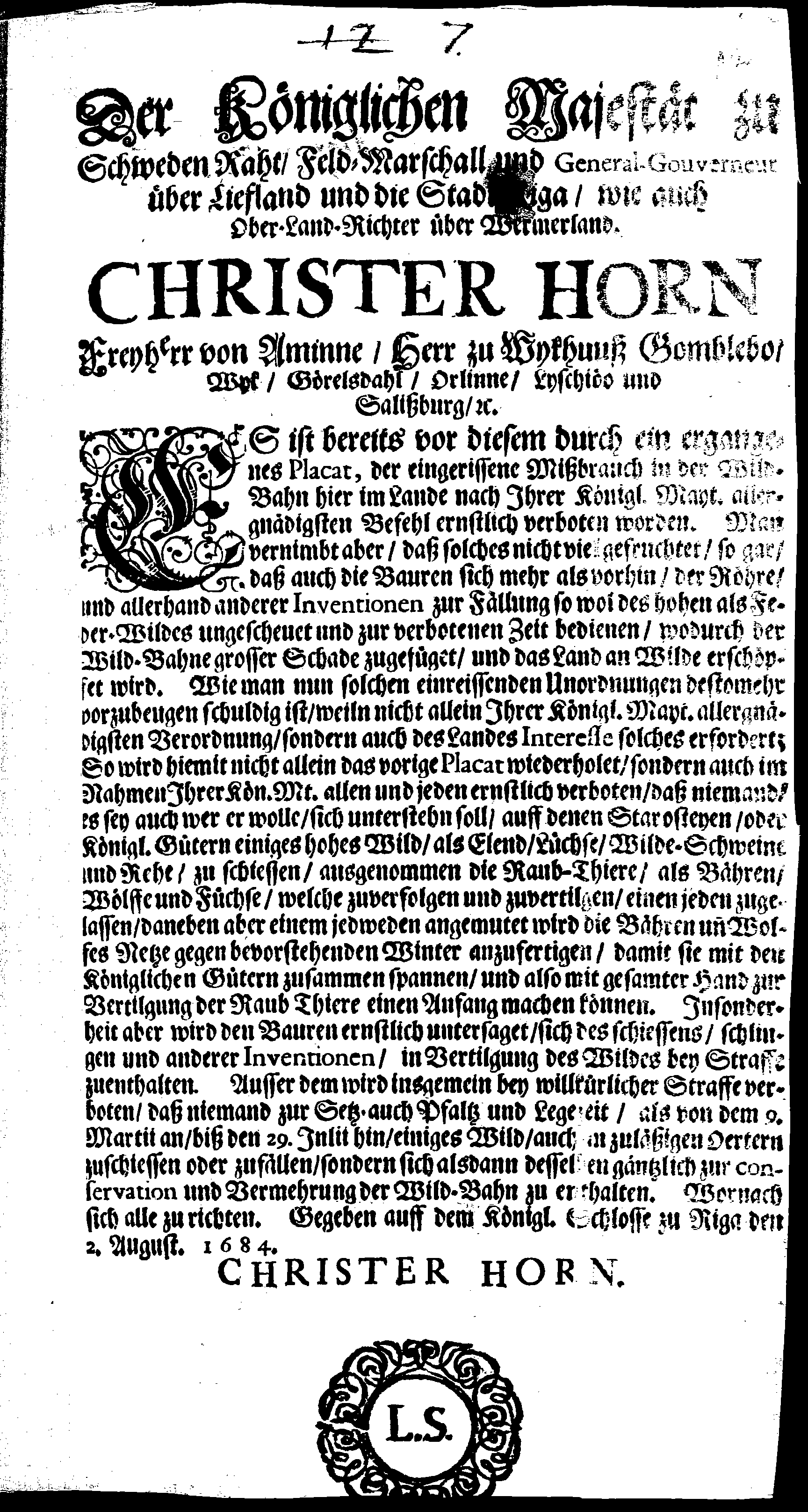 [Christer Horni korraldus]