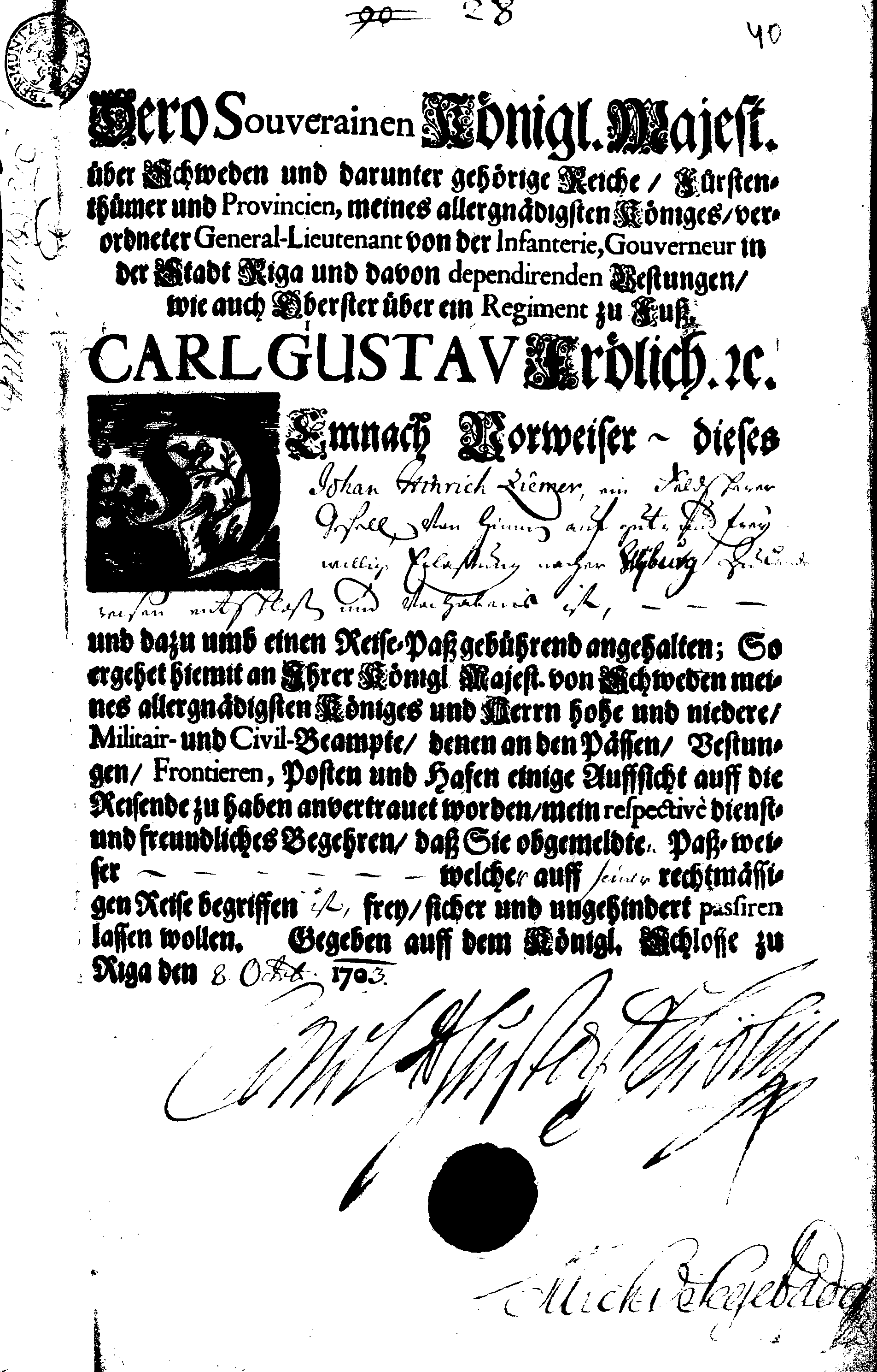 [Karl Gustav Frölichi poolt välja antud reisipass]