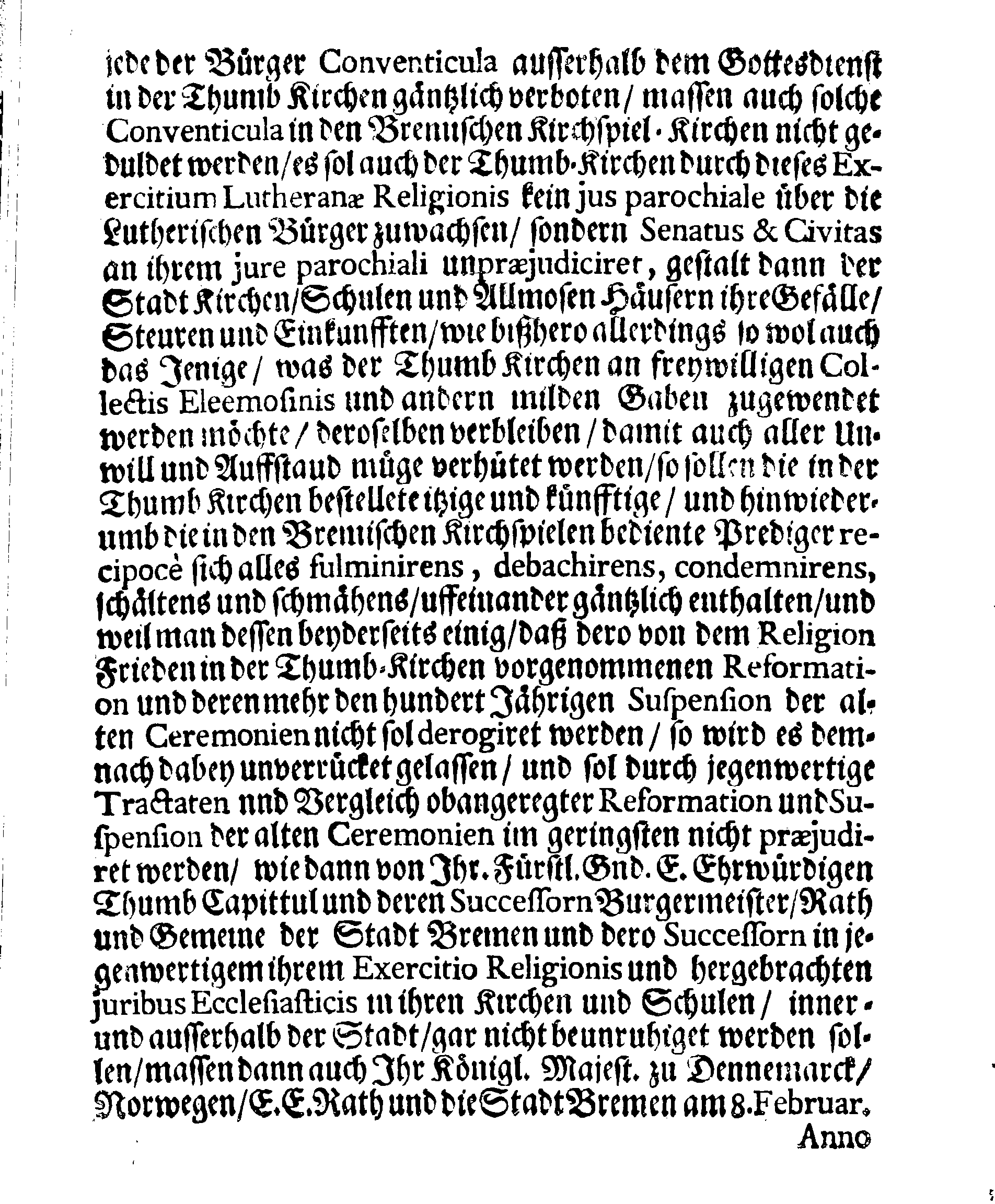 Verträge und RECESSUS Welche mit der Sadt Bremen auffgerichtet, In Anno 1639, 1654 und 1666