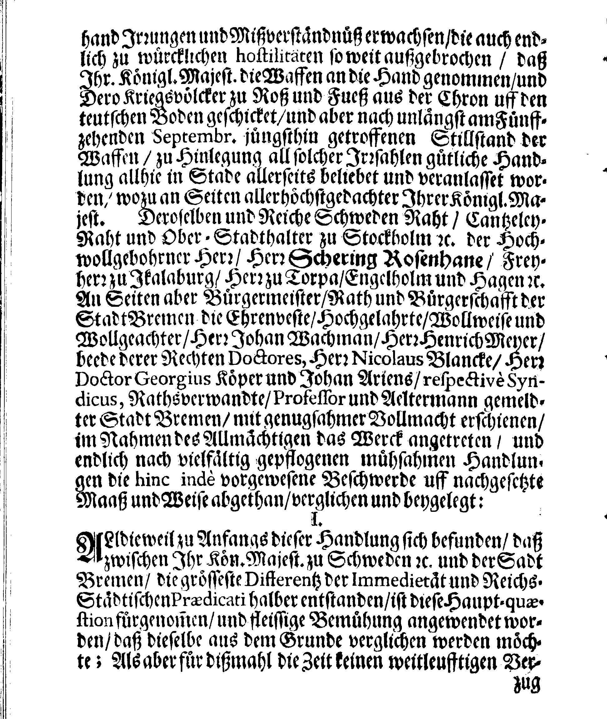 Verträge und RECESSUS Welche mit der Sadt Bremen auffgerichtet, In Anno 1639, 1654 und 1666
