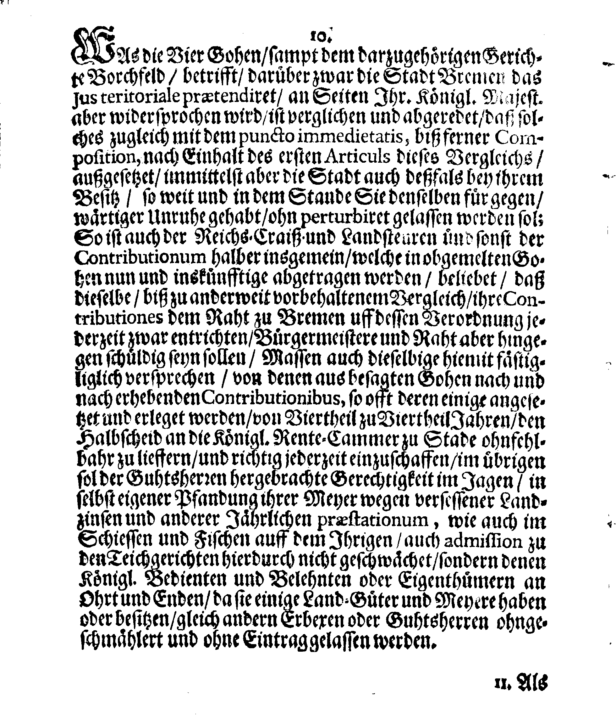 Verträge und RECESSUS Welche mit der Sadt Bremen auffgerichtet, In Anno 1639, 1654 und 1666
