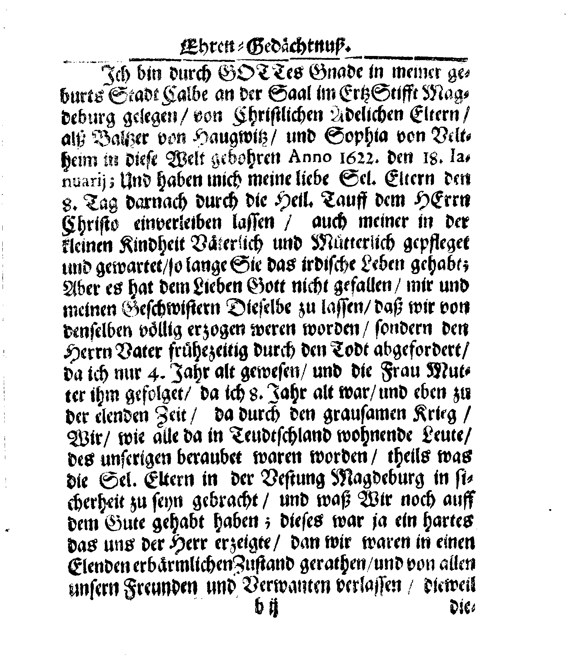 Christ-Gebürliche Klag-Trost- und Ehren-Gedächtniß Der Weyland Hochgebohrnen Gräffin und Frauen, Frauen ANNAE MARGARETHAE WRANGELIN, Gebohren von Haugwitz, Des Höchstgebohren Graffen und Herrn, Herrn CARL-GUSTAV-WRANGELS, … Frau Gemahlin.
