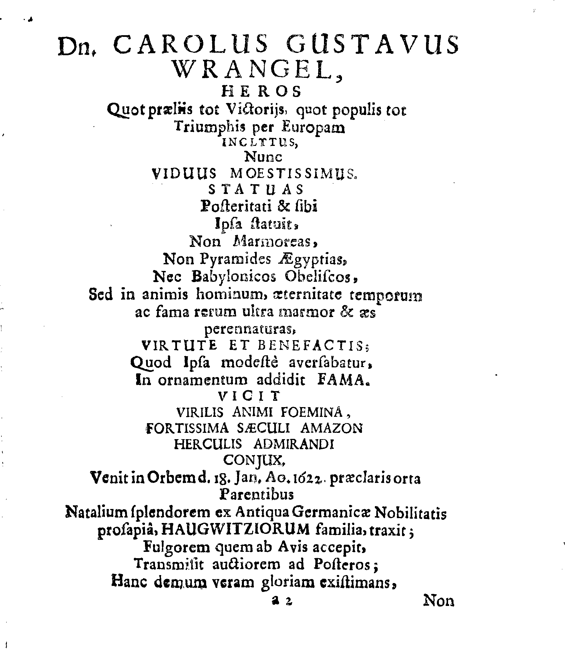 Christ-Gebürliche Klag-Trost- und Ehren-Gedächtniß Der Weyland Hochgebohrnen Gräffin und Frauen, Frauen ANNAE MARGARETHAE WRANGELIN, Gebohren von Haugwitz, Des Höchstgebohren Graffen und Herrn, Herrn CARL-GUSTAV-WRANGELS, … Frau Gemahlin.
