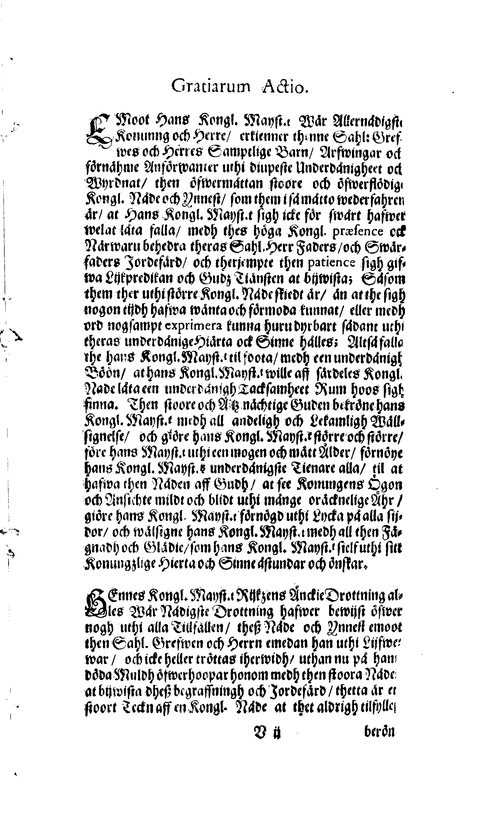 Der Sehl. Seelen hertzliche Dancksagung; das GOtt in so vielen Gefährlichkeitten selbe so gnädig bewahret und den entseelten Cörper auß abgelegenen Orten zu seiner Ruhekammer hat kommen lassen wollen. Welche auß Des Weilandt Erleuchteten und Hochgebohrnen Graffen und Herren, H. Carol Gustaff Wrangels, … Hochansehnliche LeichBegänckniß, den 1. Decembr. Anno 1680. gehalten, in einer Traur-Music, auss unterthäniger Schuldigkeit, gesungen und abgefaßet von einen alten Domestiquen Diener