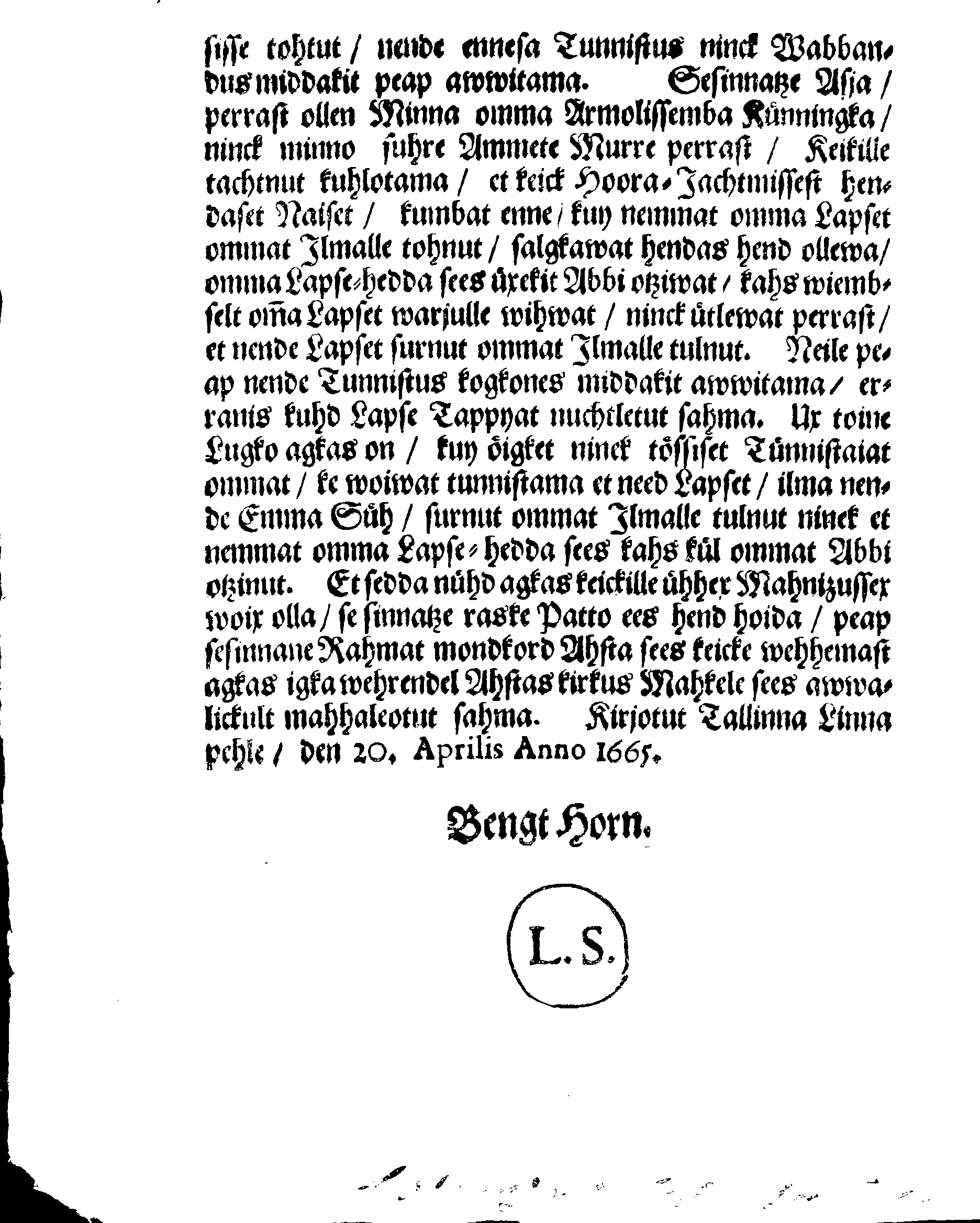 [Bengt Horni korraldus]