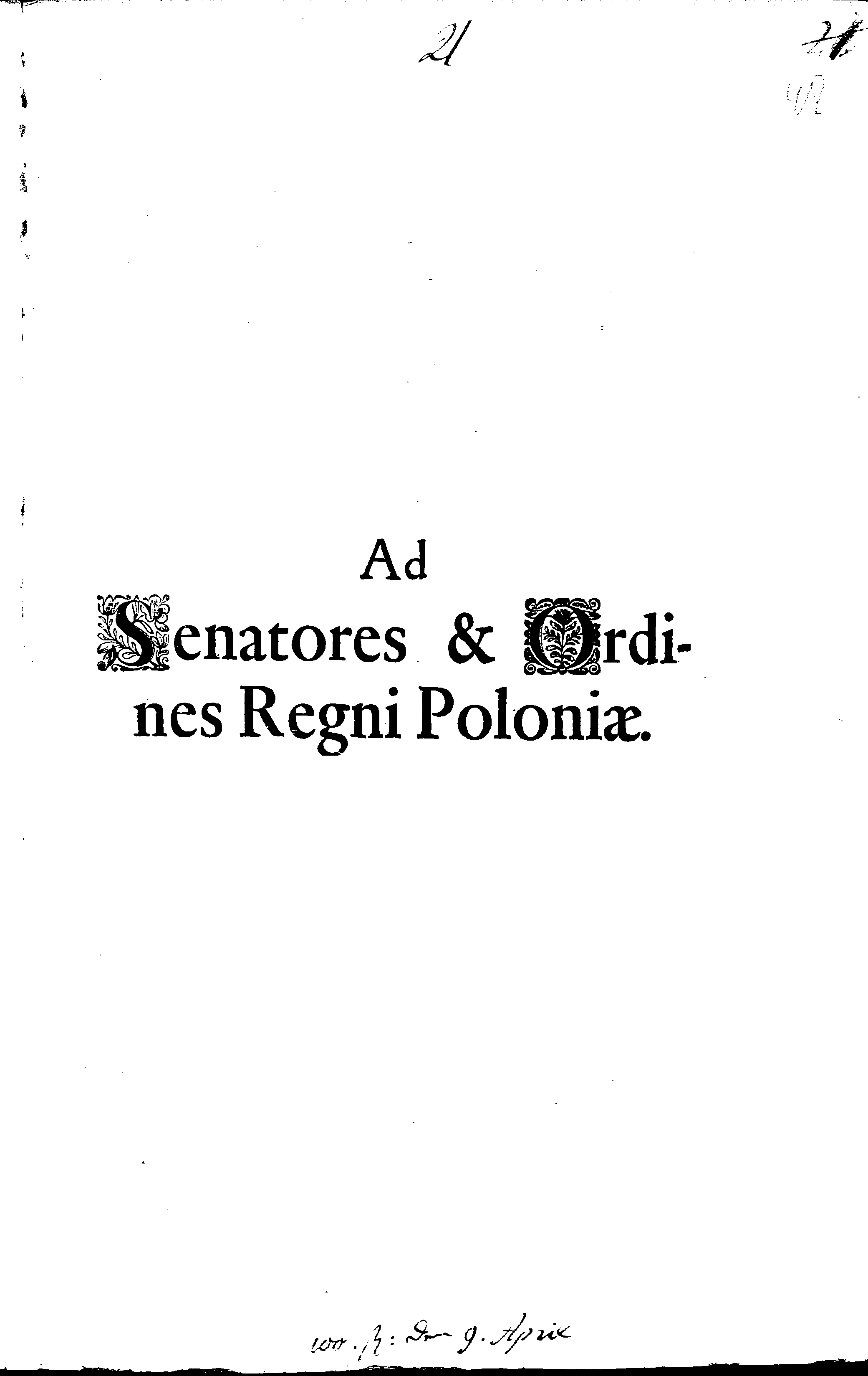 Ad Senatores & Ordines Regni Poloniae
