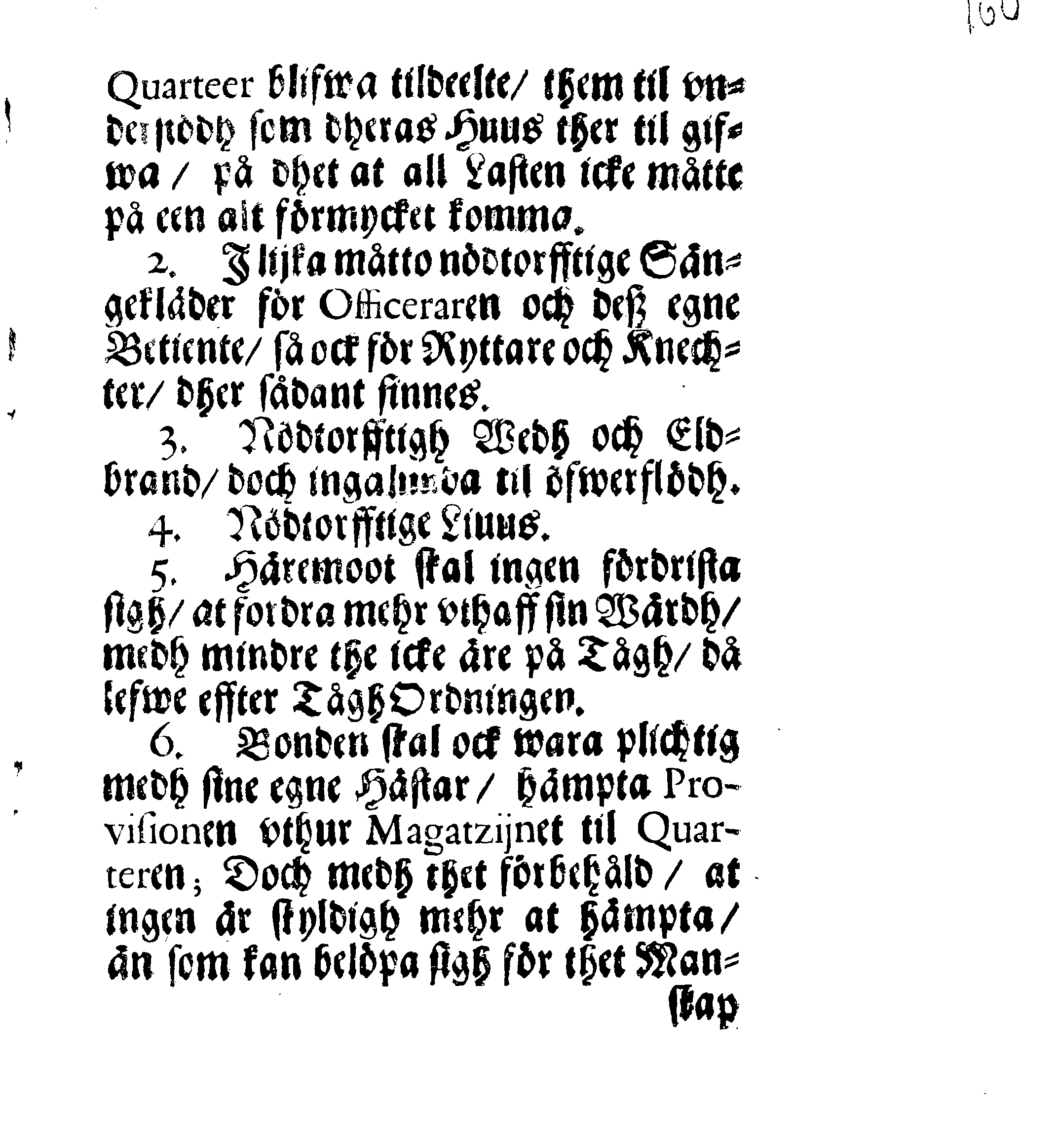 Kongl. May:tz Quarteer Ordning