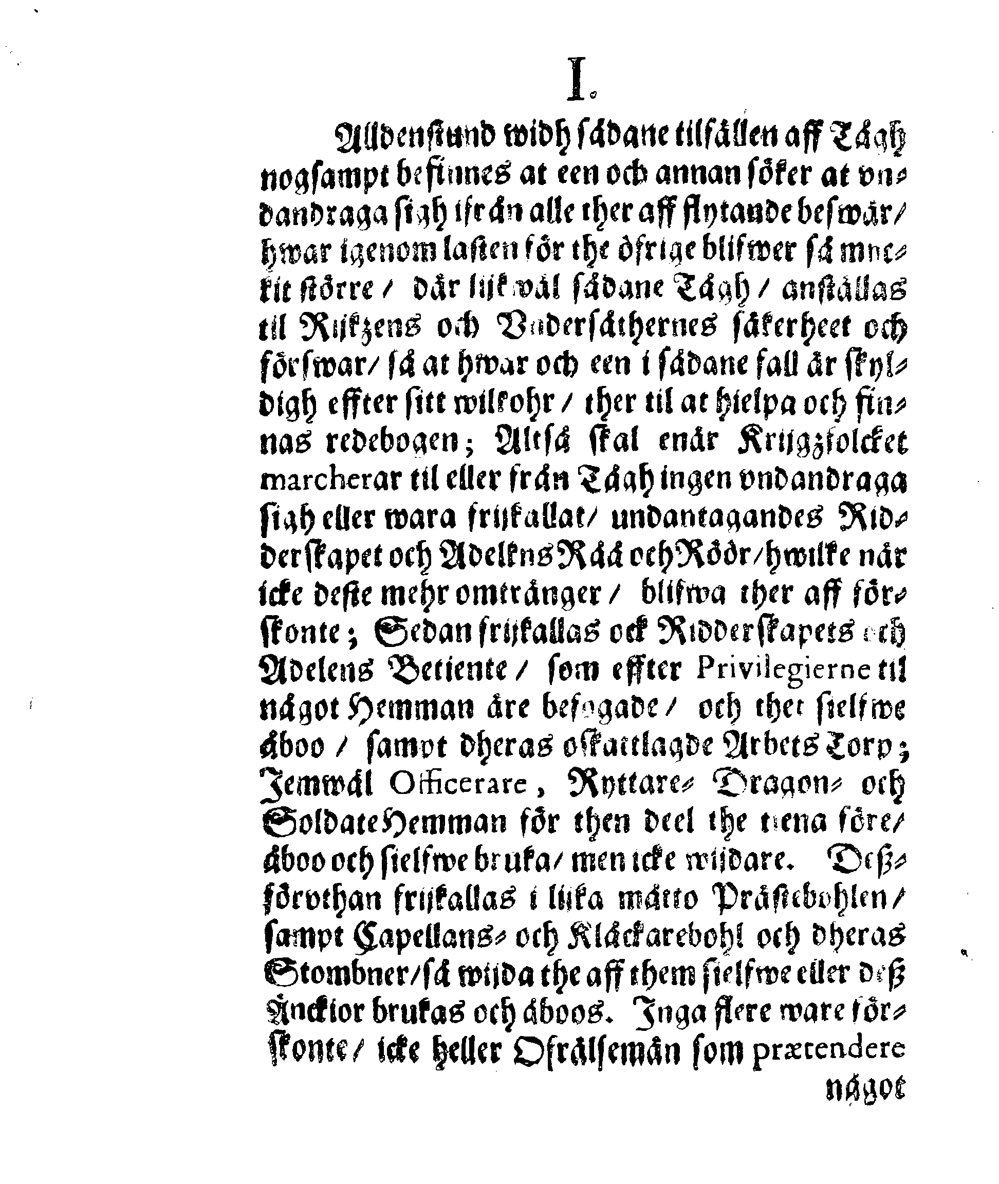 Kongl. May:tz Tågh Ordning För dess Landt- och SiöMilitz sampt Artollerie Folck