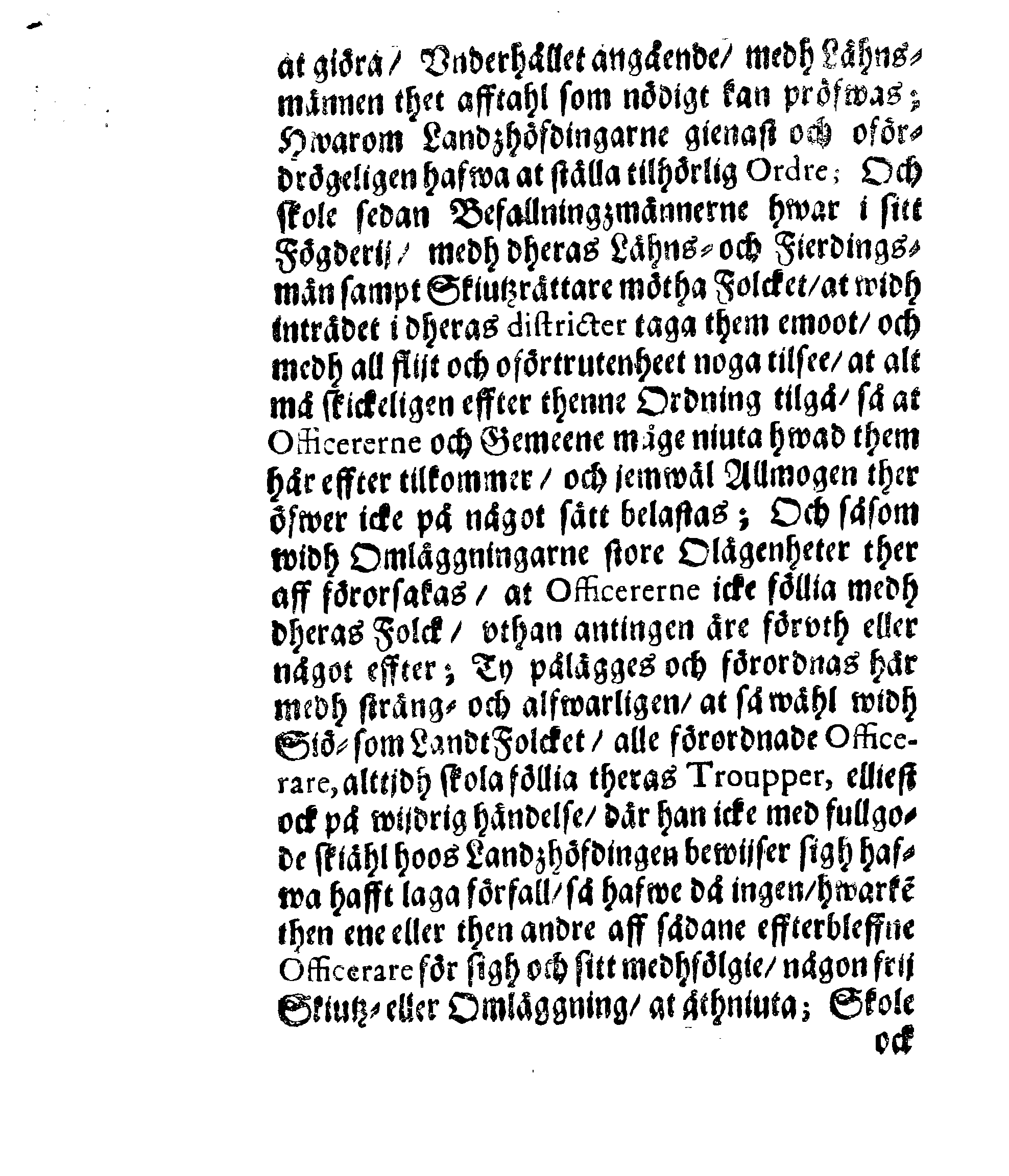 Kongl. May:tz Tågh Ordning För dess Landt- och SiöMilitz sampt Artollerie Folck