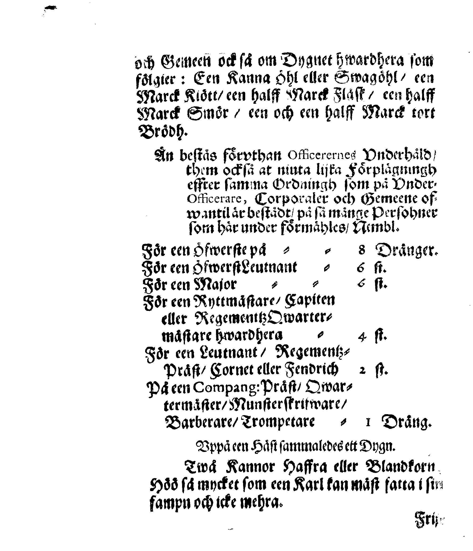 Kongl. May:tz Tågh Ordning För dess Landt- och SiöMilitz sampt Artollerie Folck