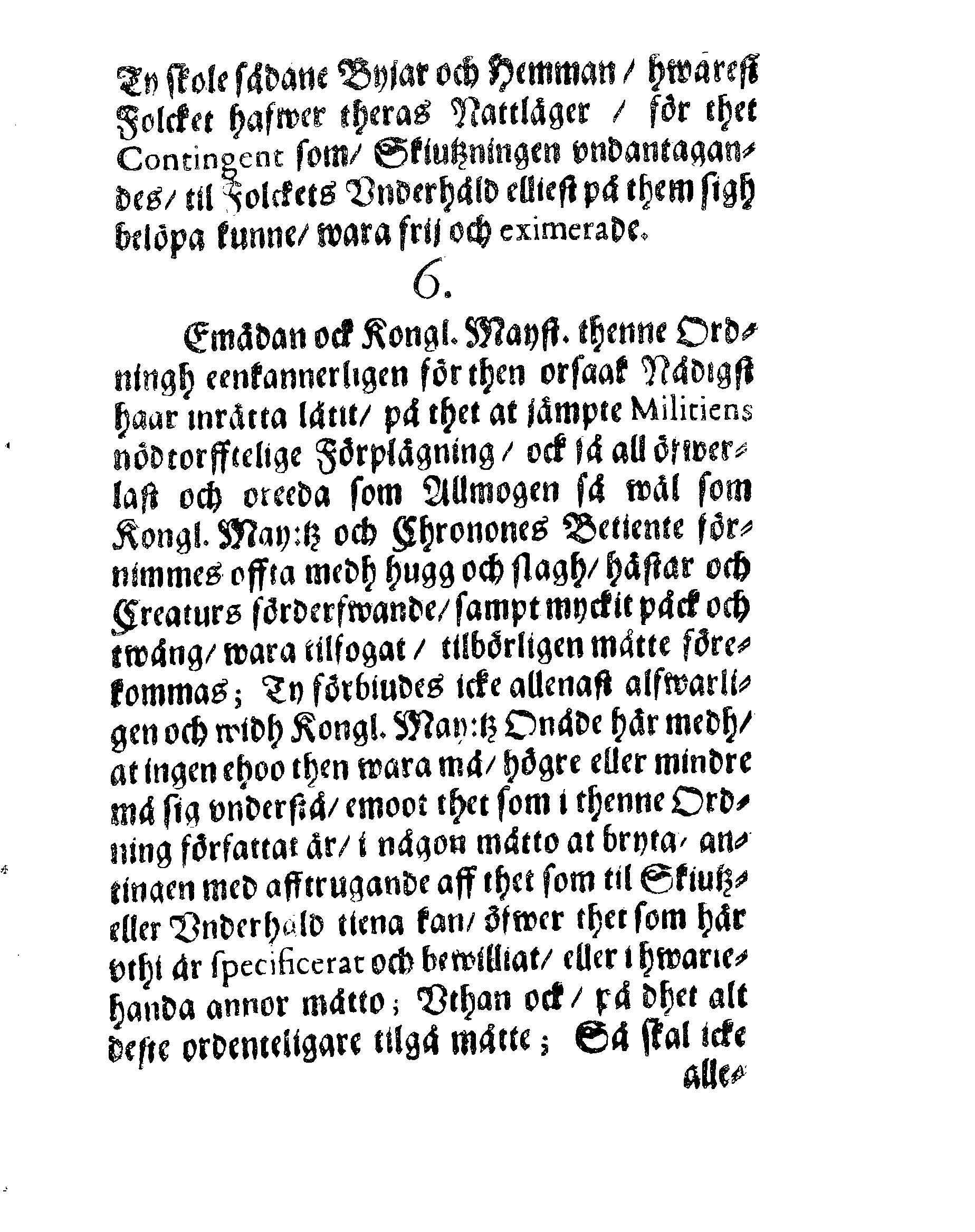 Kongl. May:tz Tågh Ordning För dess Landt- och SiöMilitz sampt Artollerie Folck