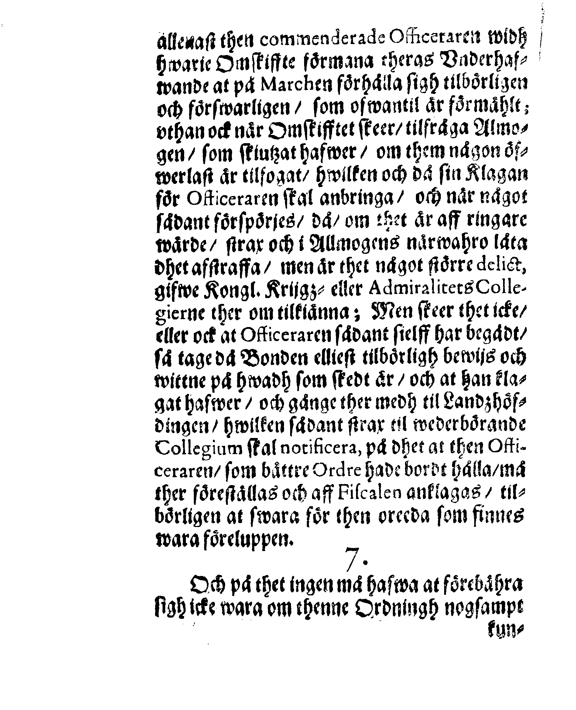 Kongl. May:tz Tågh Ordning För dess Landt- och SiöMilitz sampt Artollerie Folck
