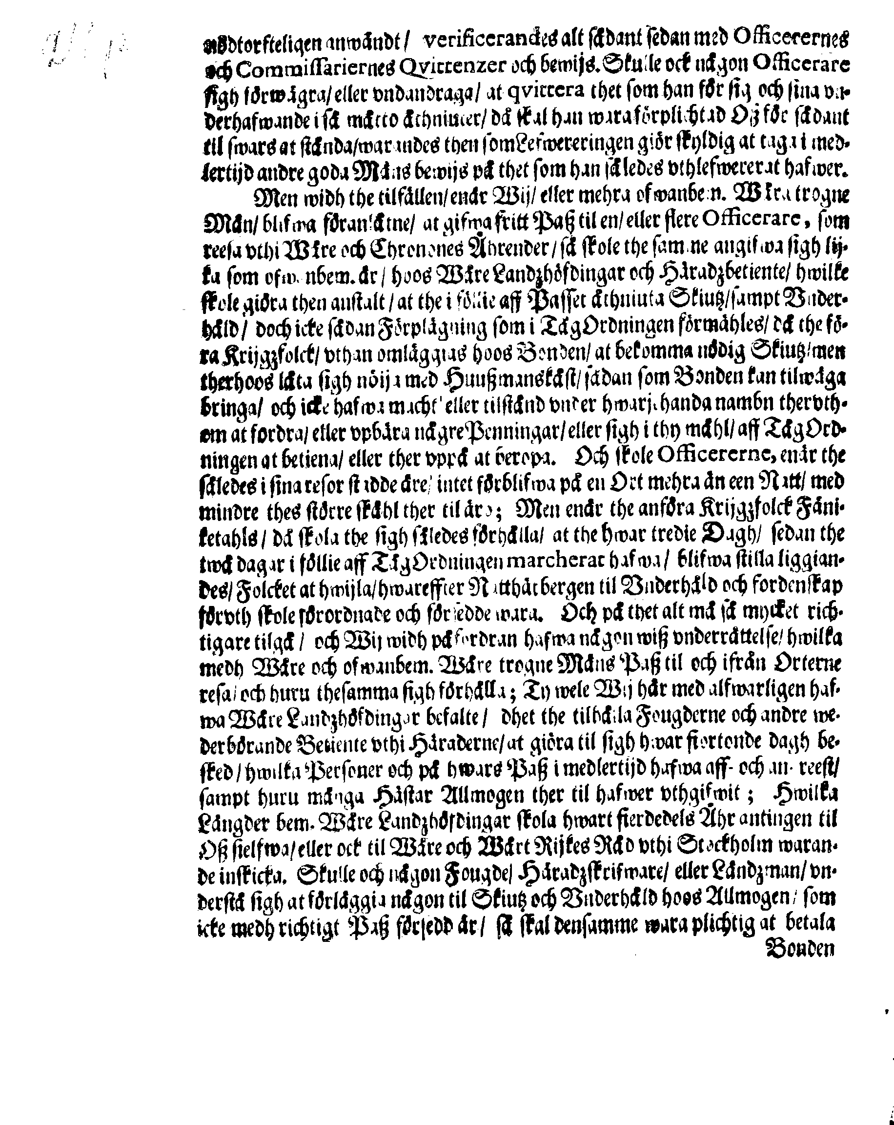 Kongl. May:tz PLACAT, Angående Durchtågh och Reesor aff Krijgzfolck, medh hwadh som ther til hörer