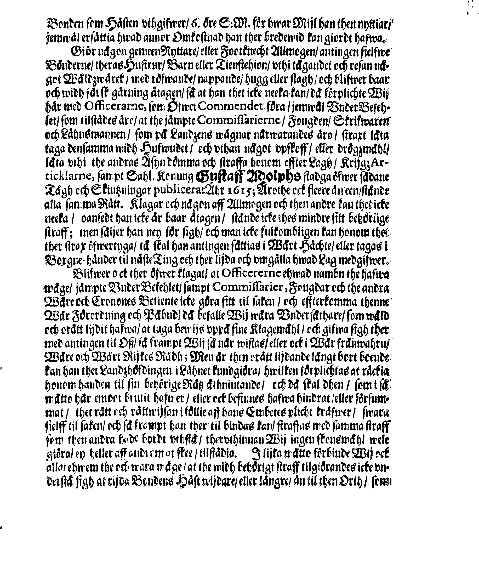 Kongl. May:tz PLACAT, Angående Durchtågh och Reesor aff Krijgzfolck, medh hwadh som ther til hörer