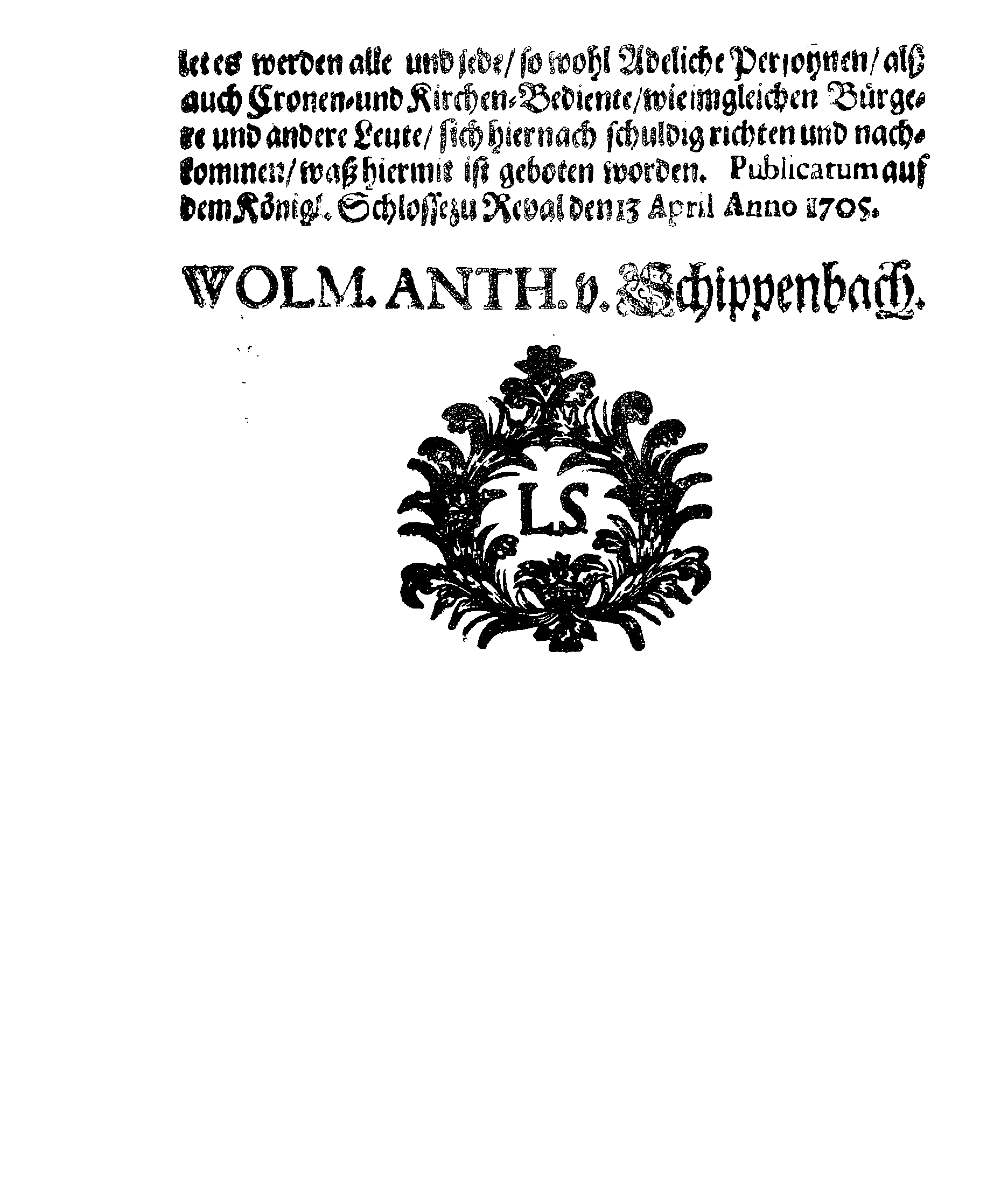 [Wolmar Anton von Schlippenbachi korraldus]