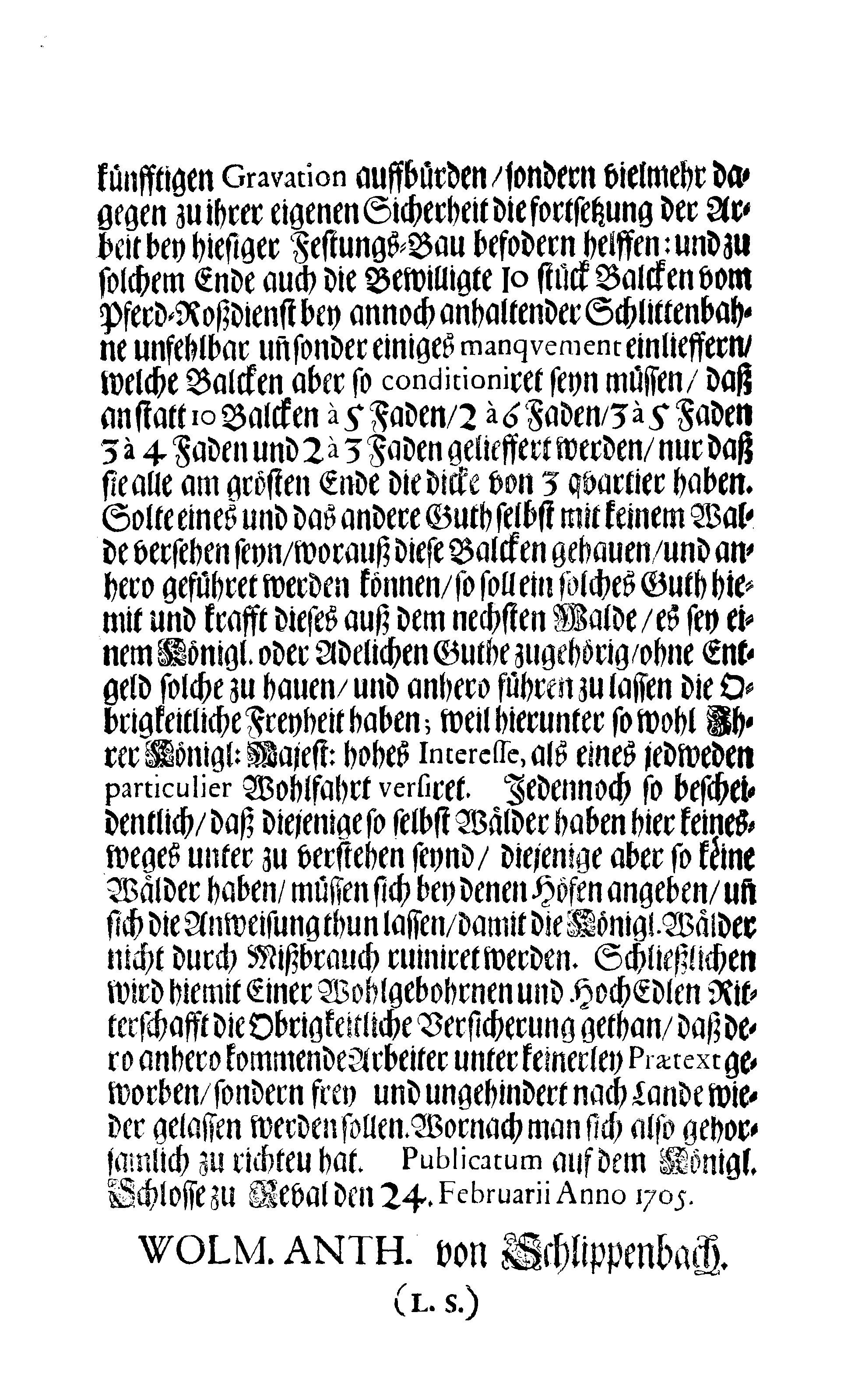 [Wolmar Anton von Schlippenbachi korraldus]