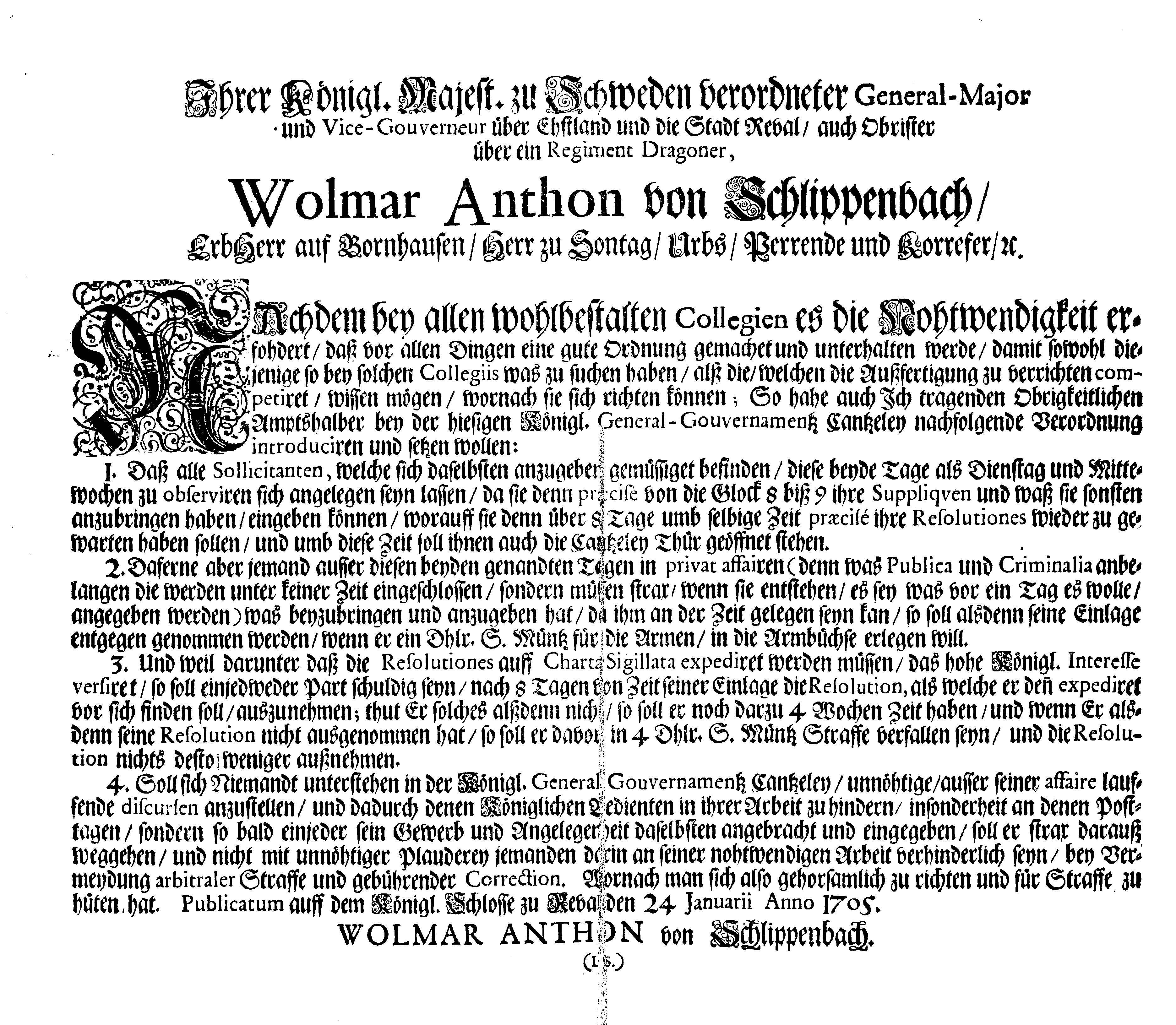 [Wolmar Anton von Schlippenbachi korraldus]