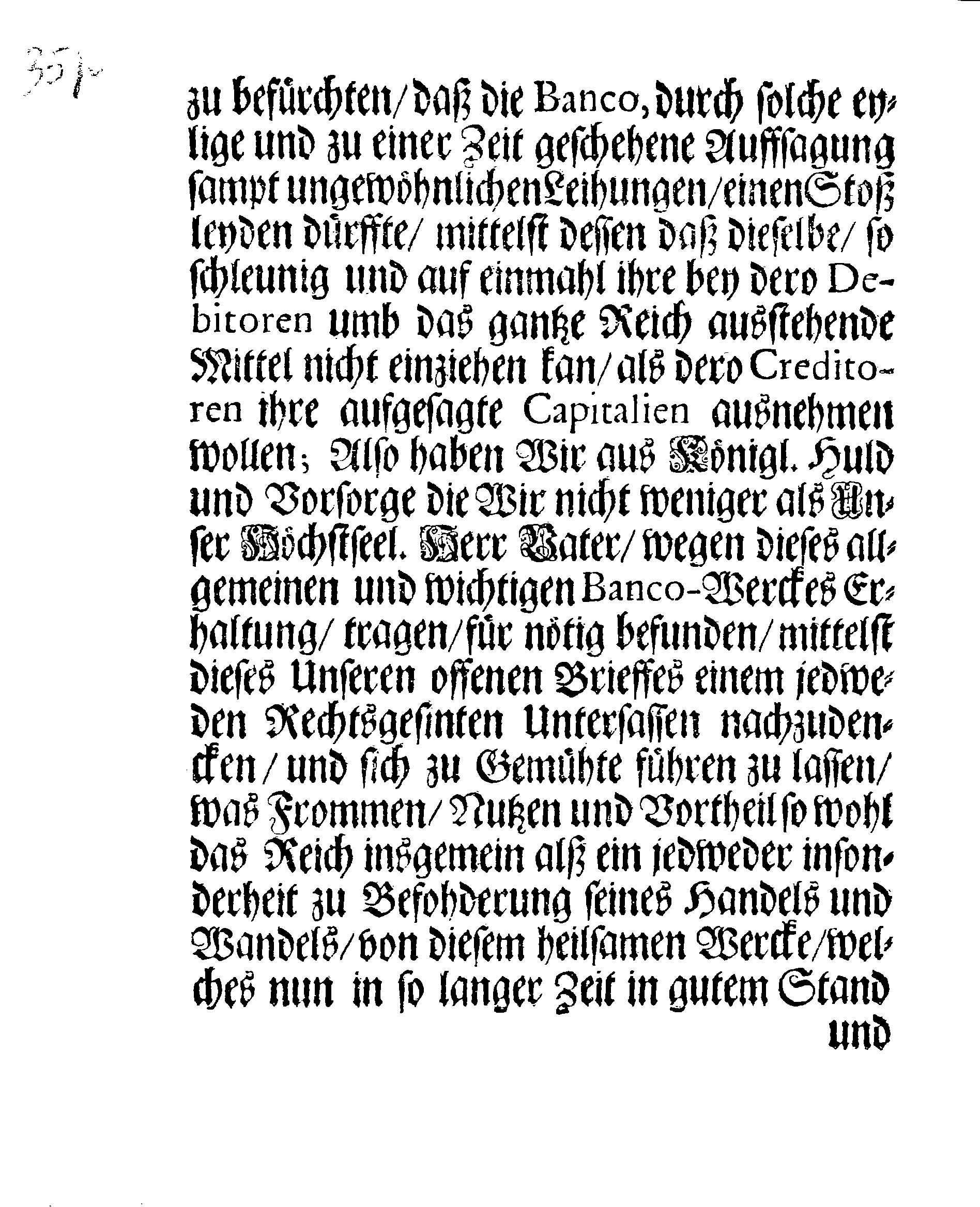 Ihrer Königl. Majest. PLACAT Und Versicherung Wegen des Banco-Wesens.