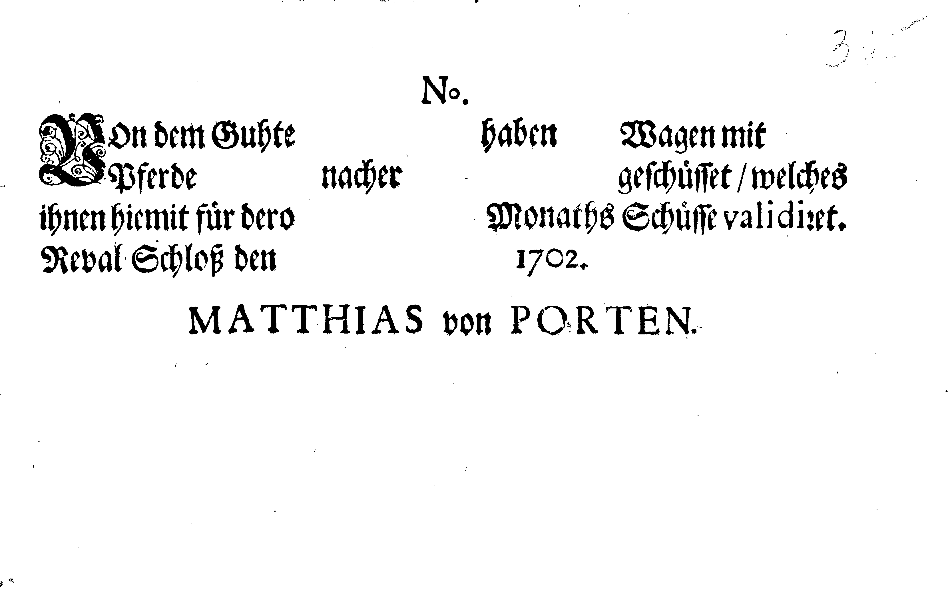 [Matthias von Porteni poolt välja antud tõend]