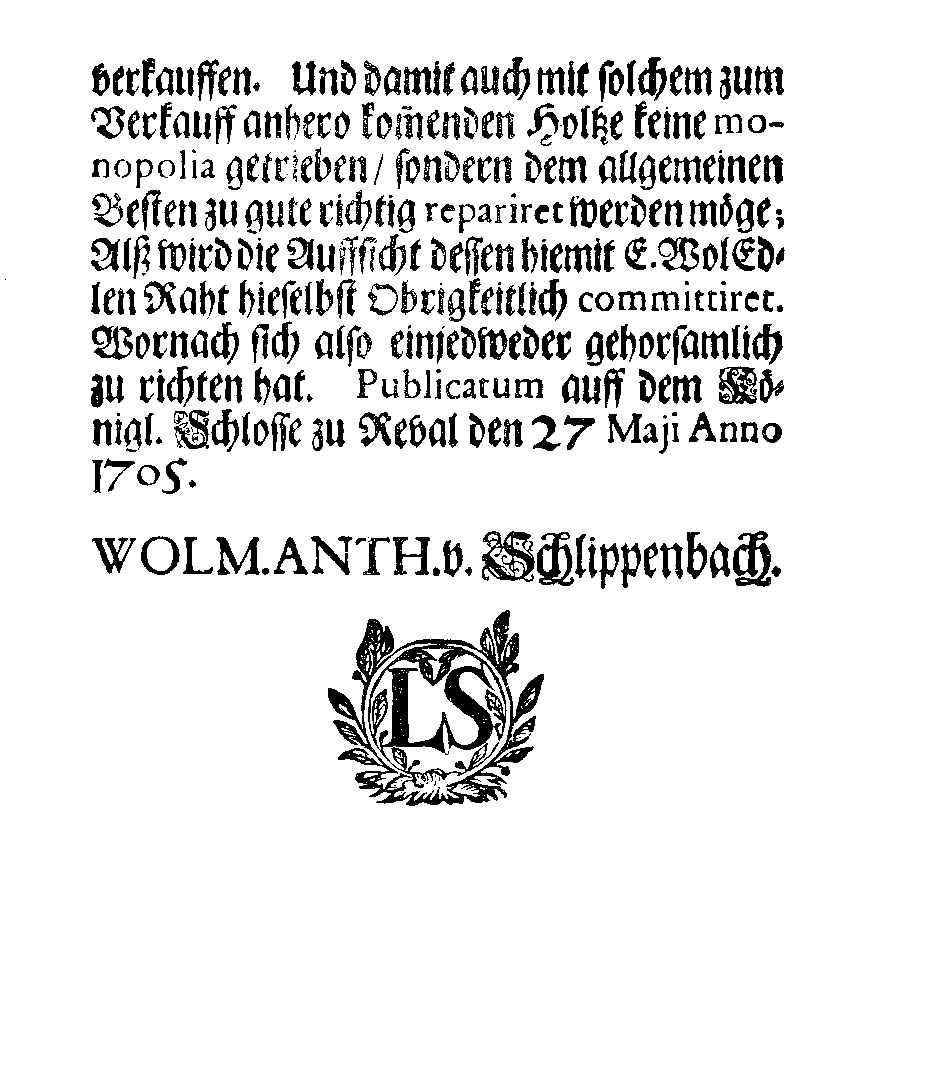 [Wolmar Anton von Schlippenbachi korraldus]