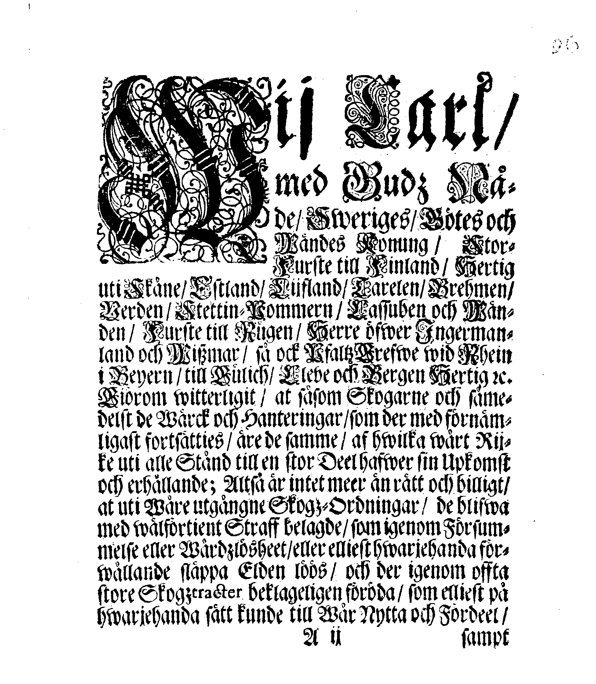 Kongl. May.tz Förordning, Angående Skogz-Eldar, sampt deras förekommande och stäckiande