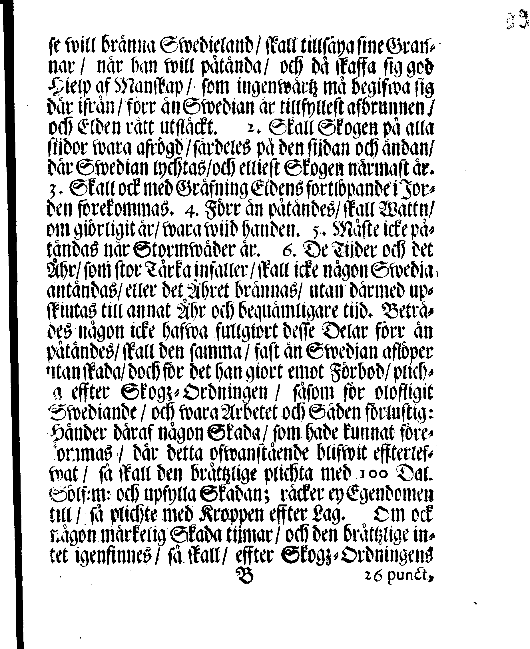 Kongl. May.tz Förordning, Angående Skogz-Eldar, sampt deras förekommande och stäckiande