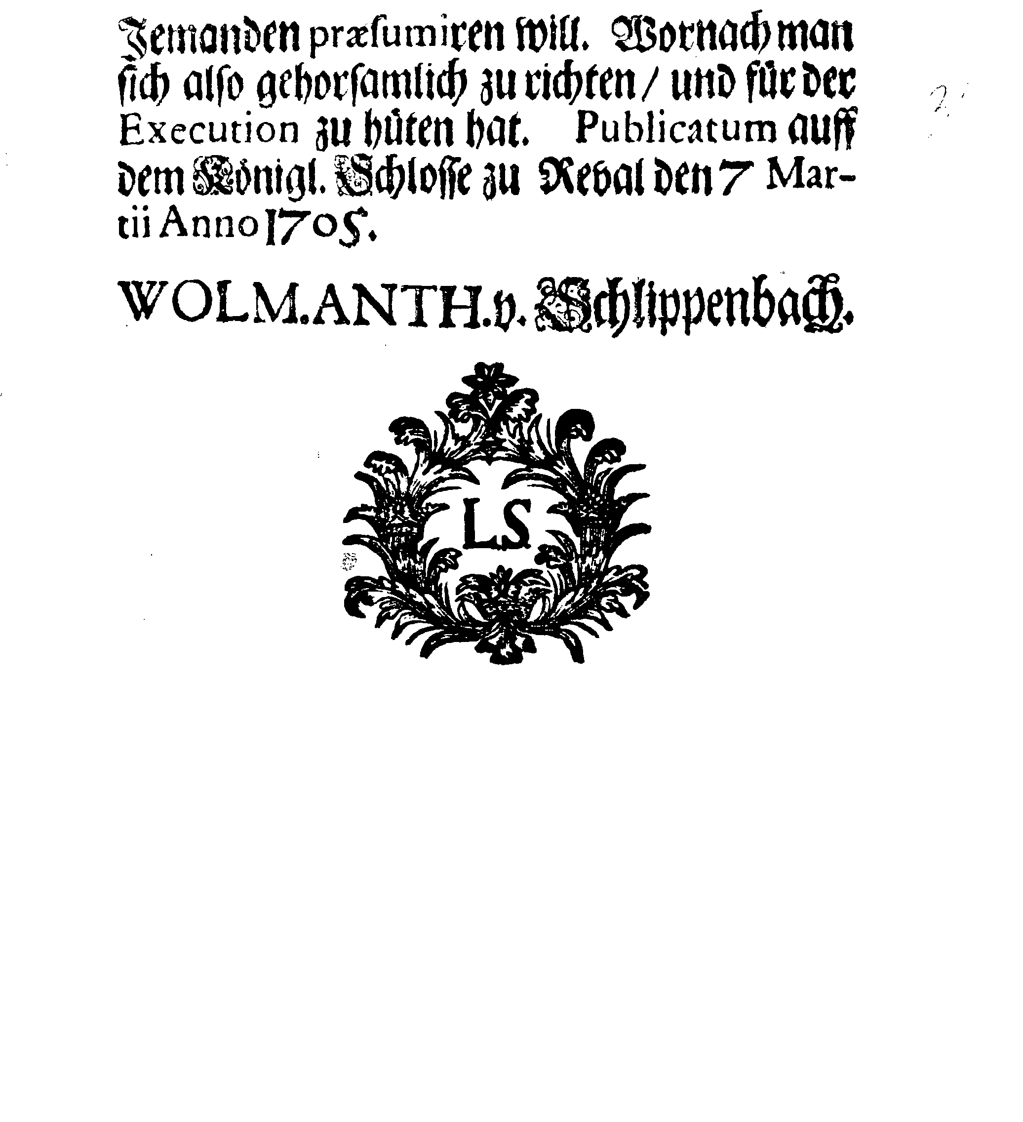 [Wolmar Anton von Schlippenbachi korraldus]