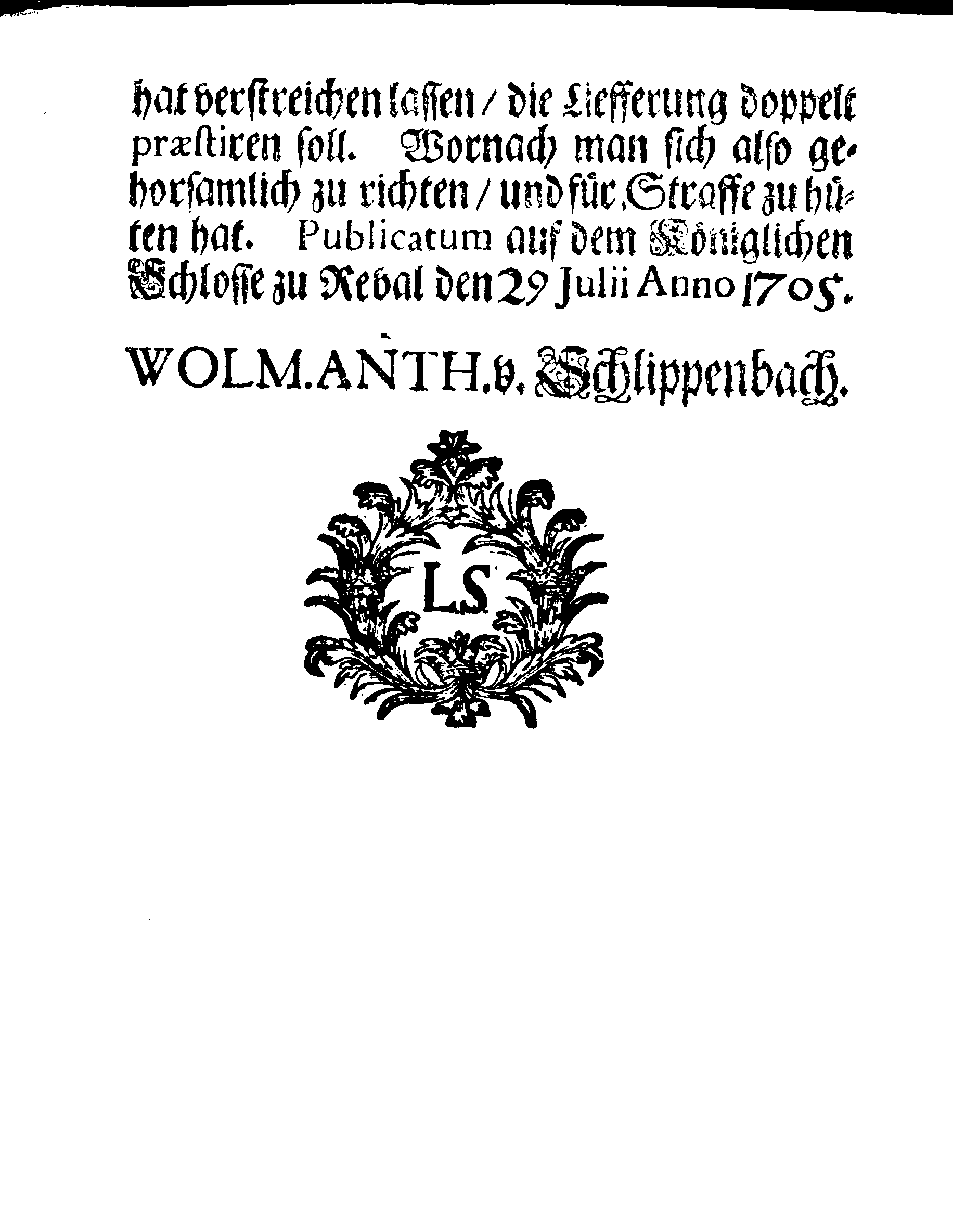 [Wolmar Anton von Schlippenbachi korraldus]