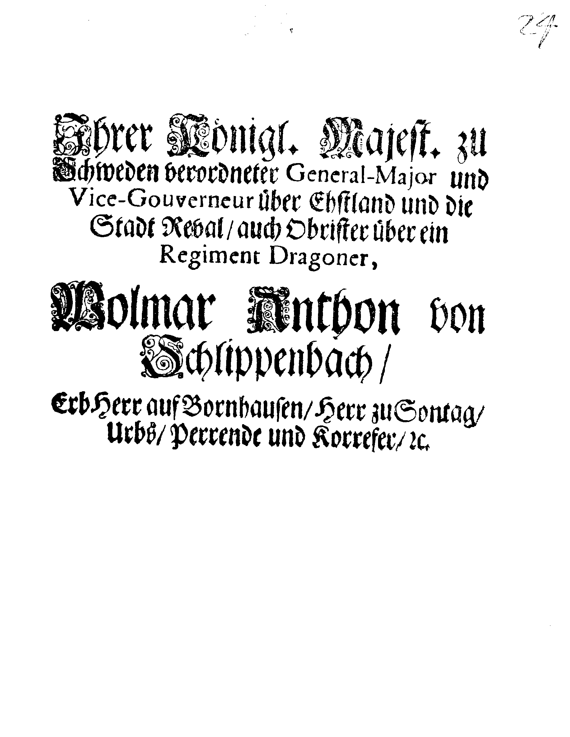 [Wolmar Anton von Schlippenbachi korraldus]