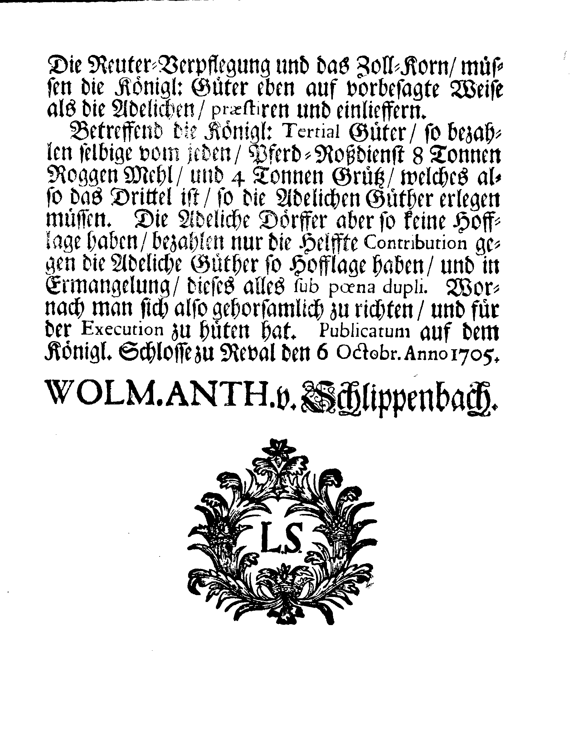 [Wolmar Anton von Schlippenbachi korraldus]