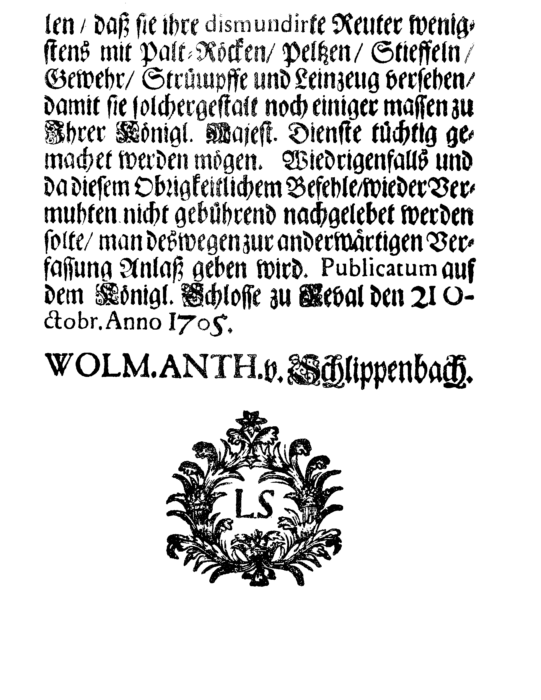 [Wolmar Anton von Schlippenbachi korraldus]