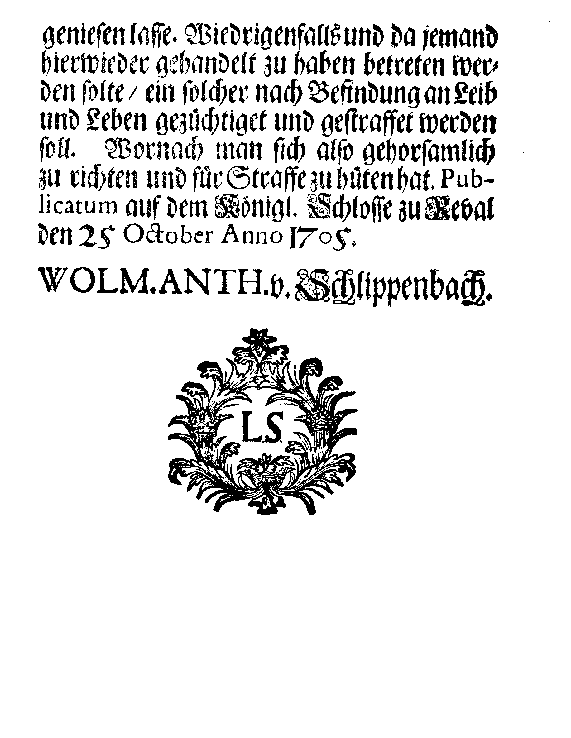 [Wolmar Anton von Schlippenbachi korraldus]