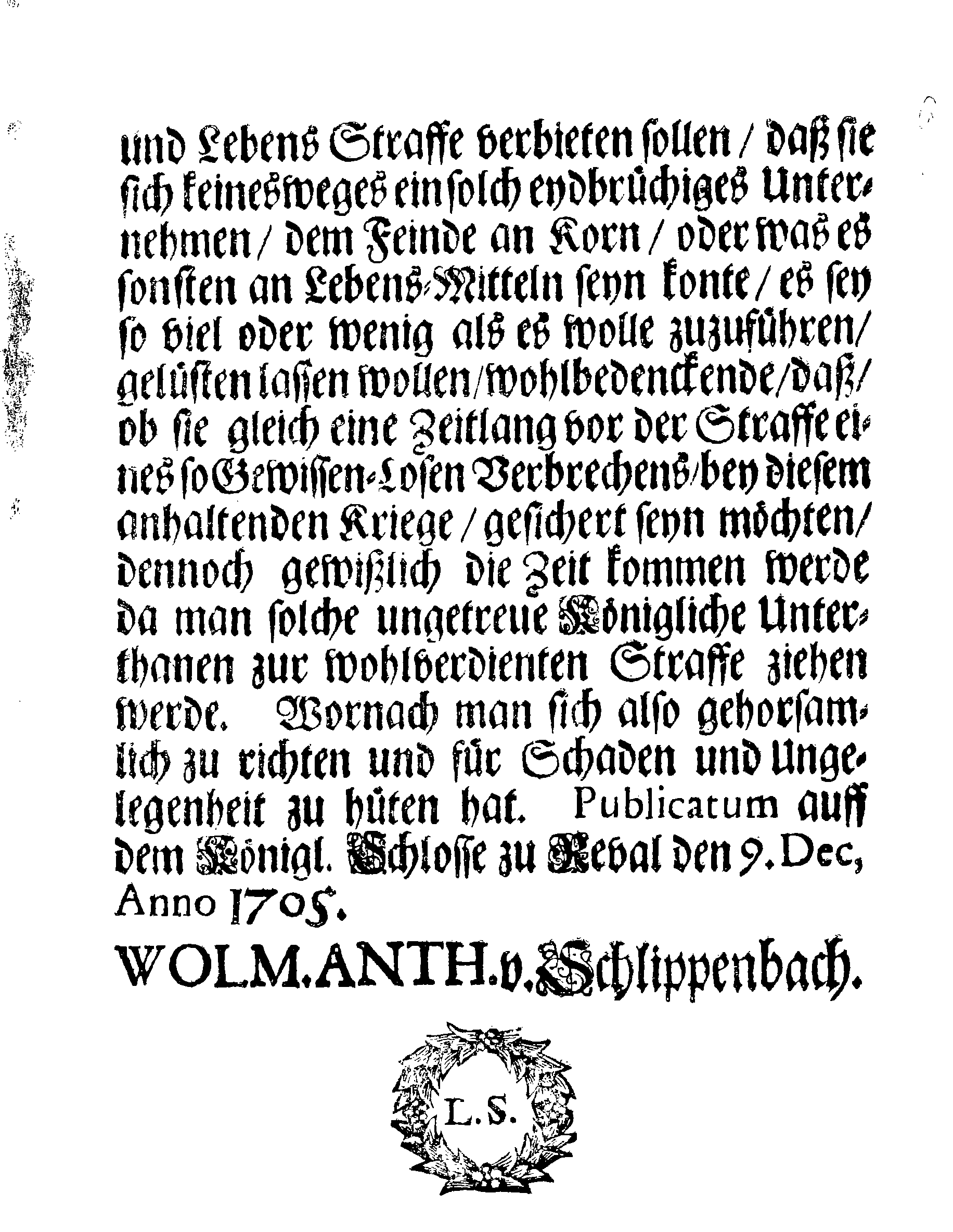 [Wolmar Anton von Schlippenbachi korraldus]