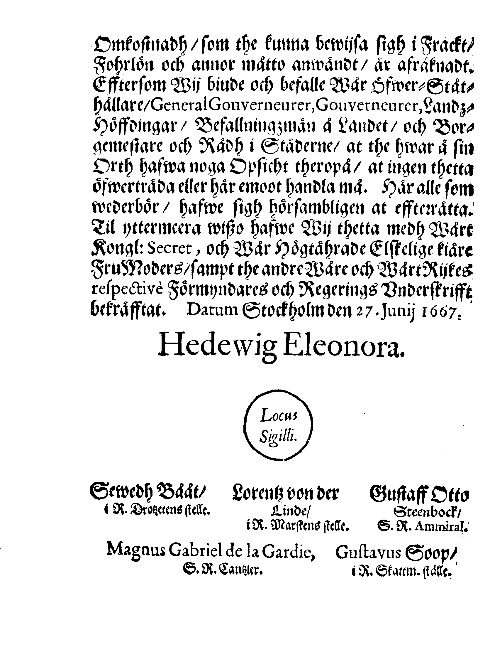 Kongl: Maysttz: PLACAT, Angående Priset aff Spanskt Salt som för närwarande tijdh skal acktas