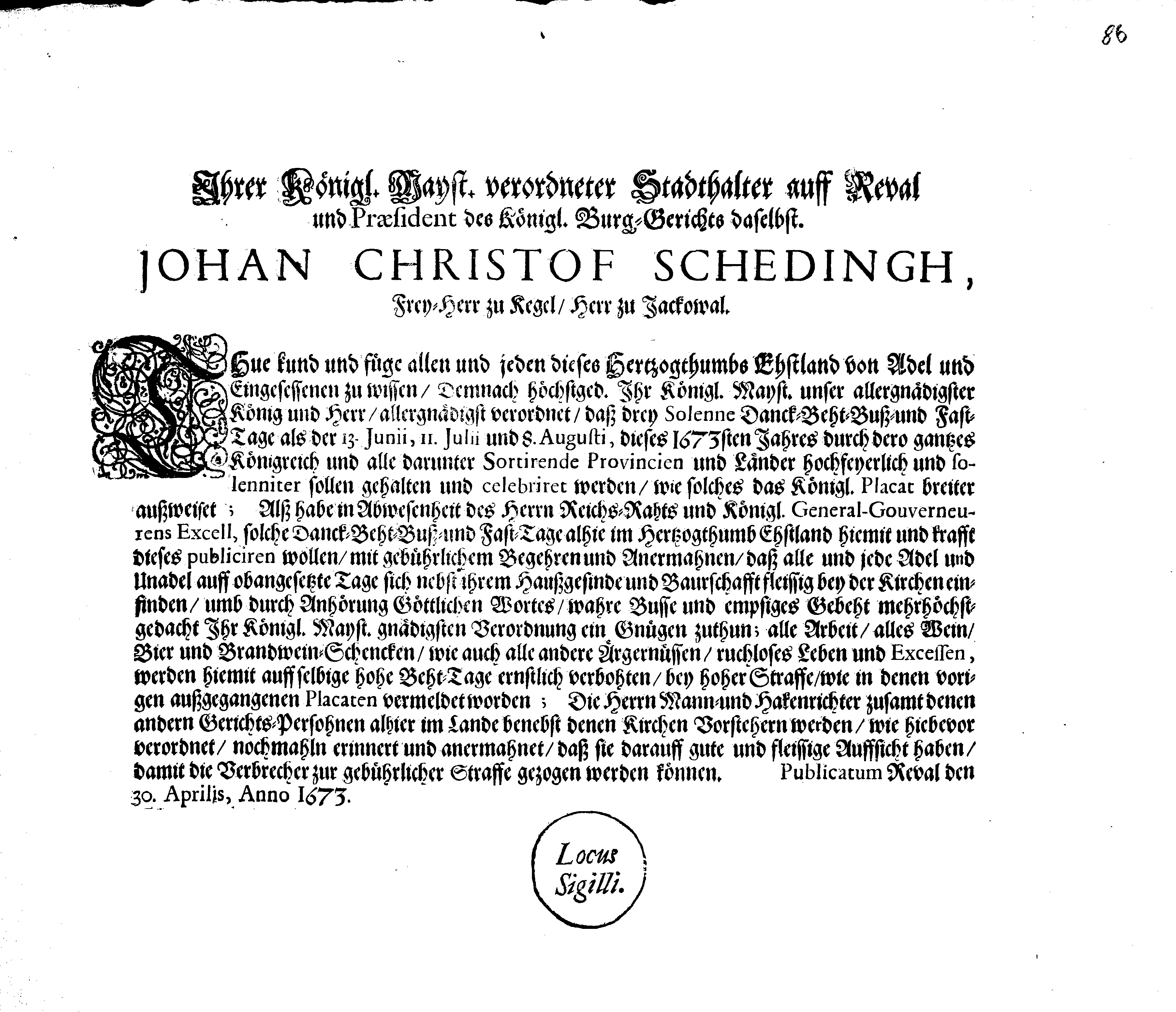 [Johan Christopher von Scheidingi korraldus]
