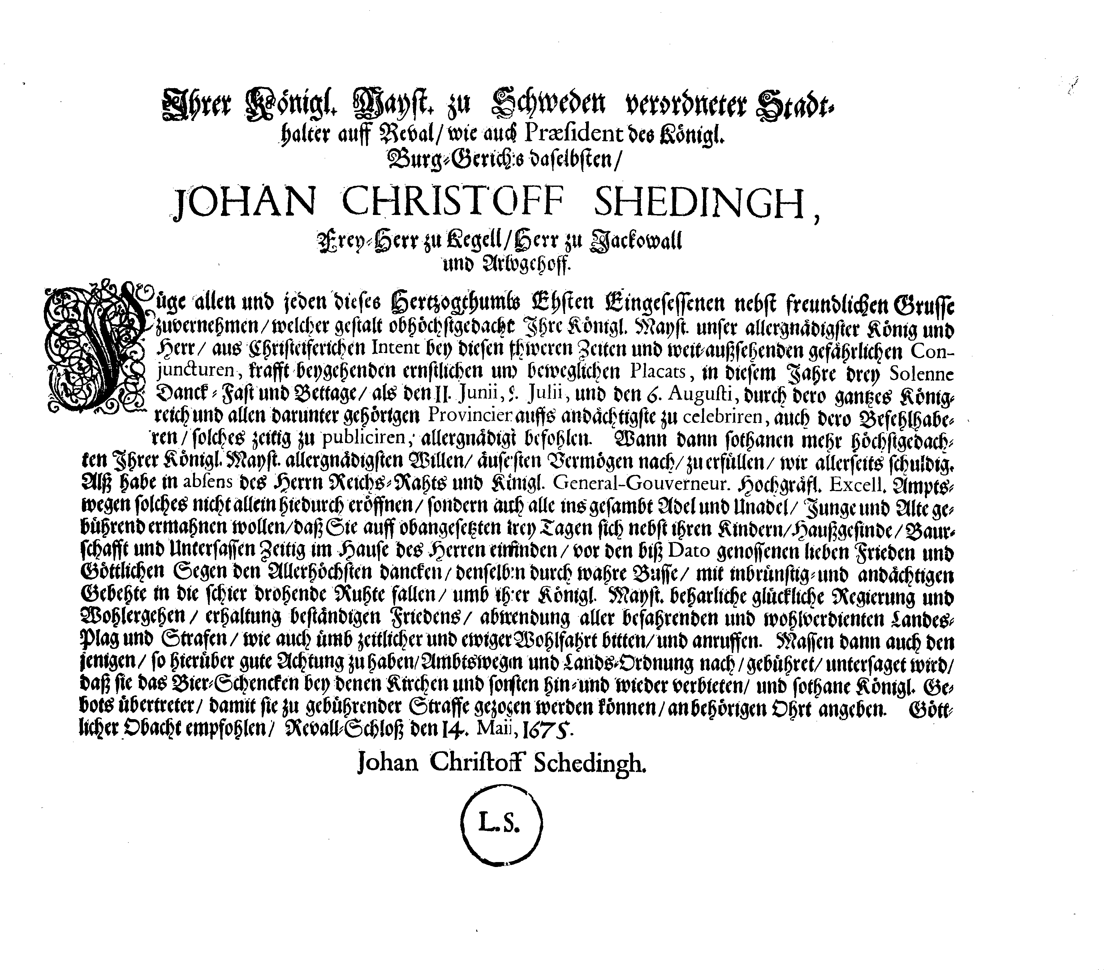 [Johan Christopher von Scheidingi korraldus]
