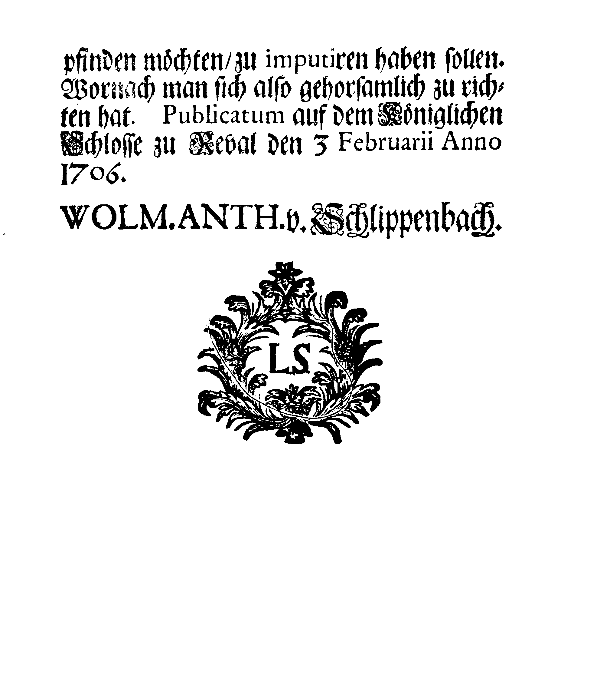 [Wolmar Anton von Schlippenbachi korraldus]