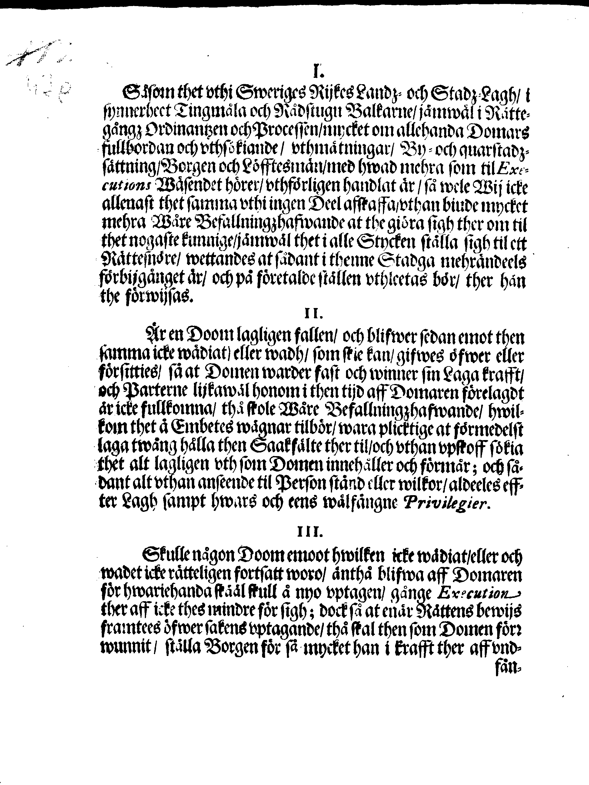 Kongl. Mayst:tz STADGA, Öfwer alla EXECUTIONER i gemeen