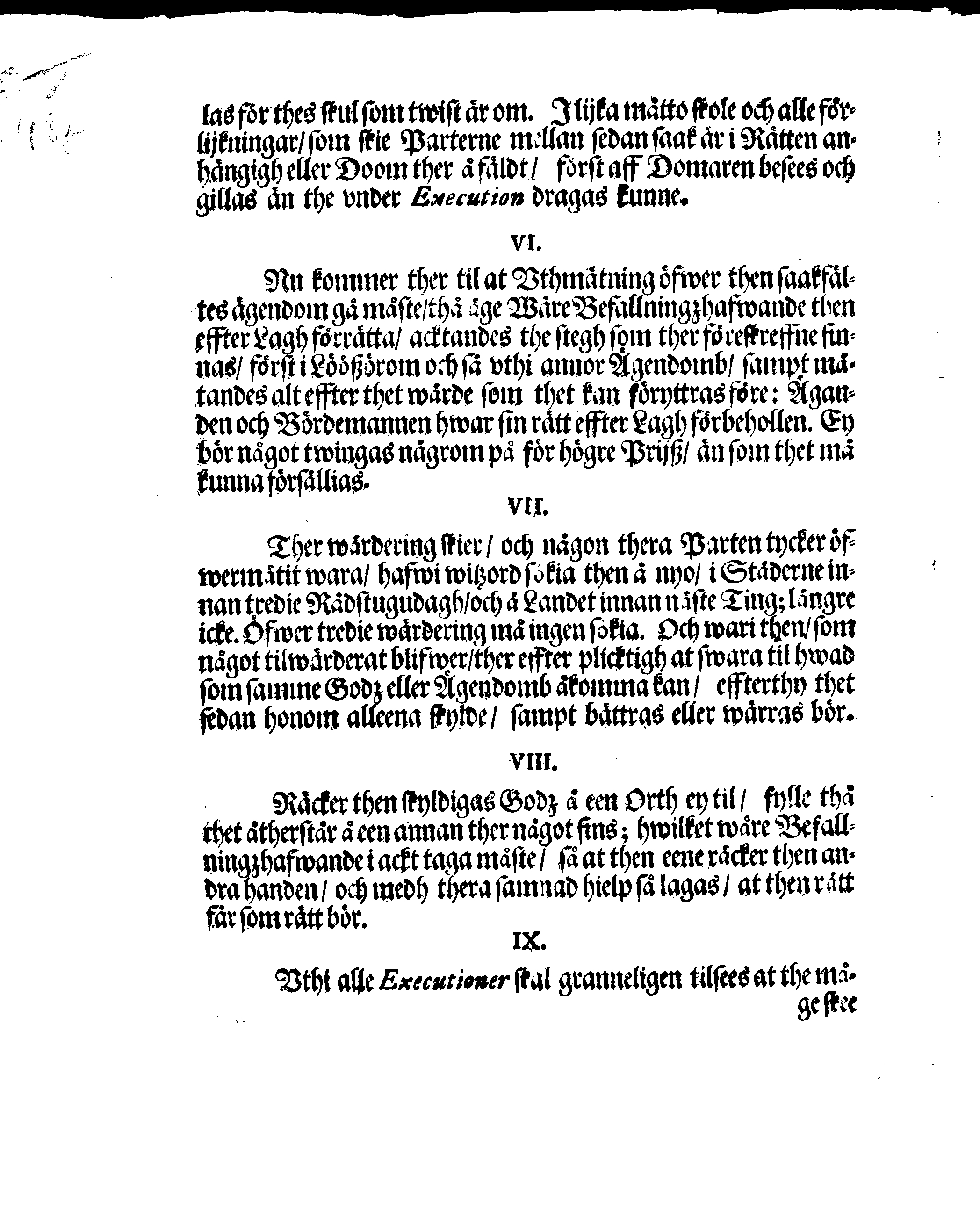 Kongl. Mayst:tz STADGA, Öfwer alla EXECUTIONER i gemeen