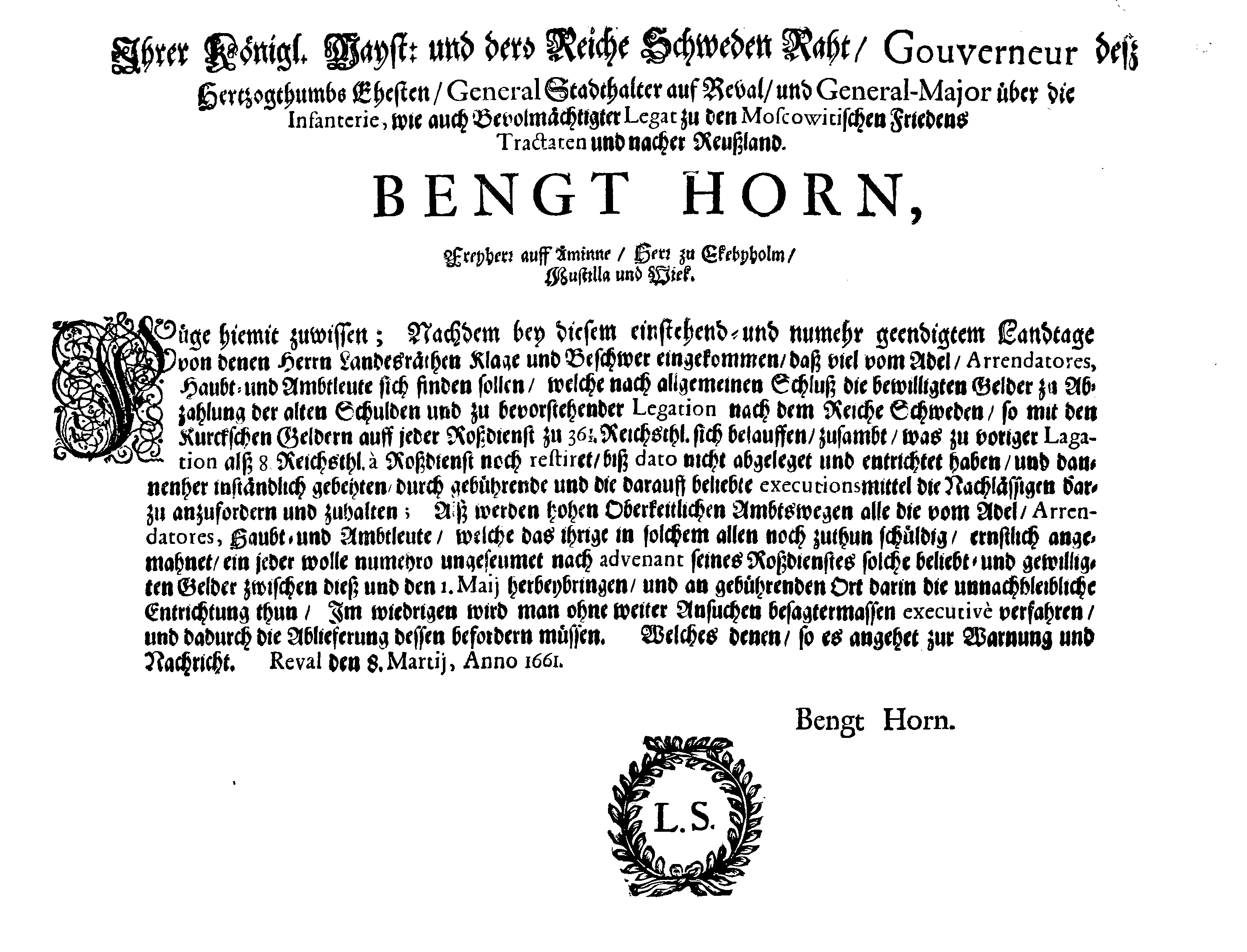 [Bengt Horni korraldus]