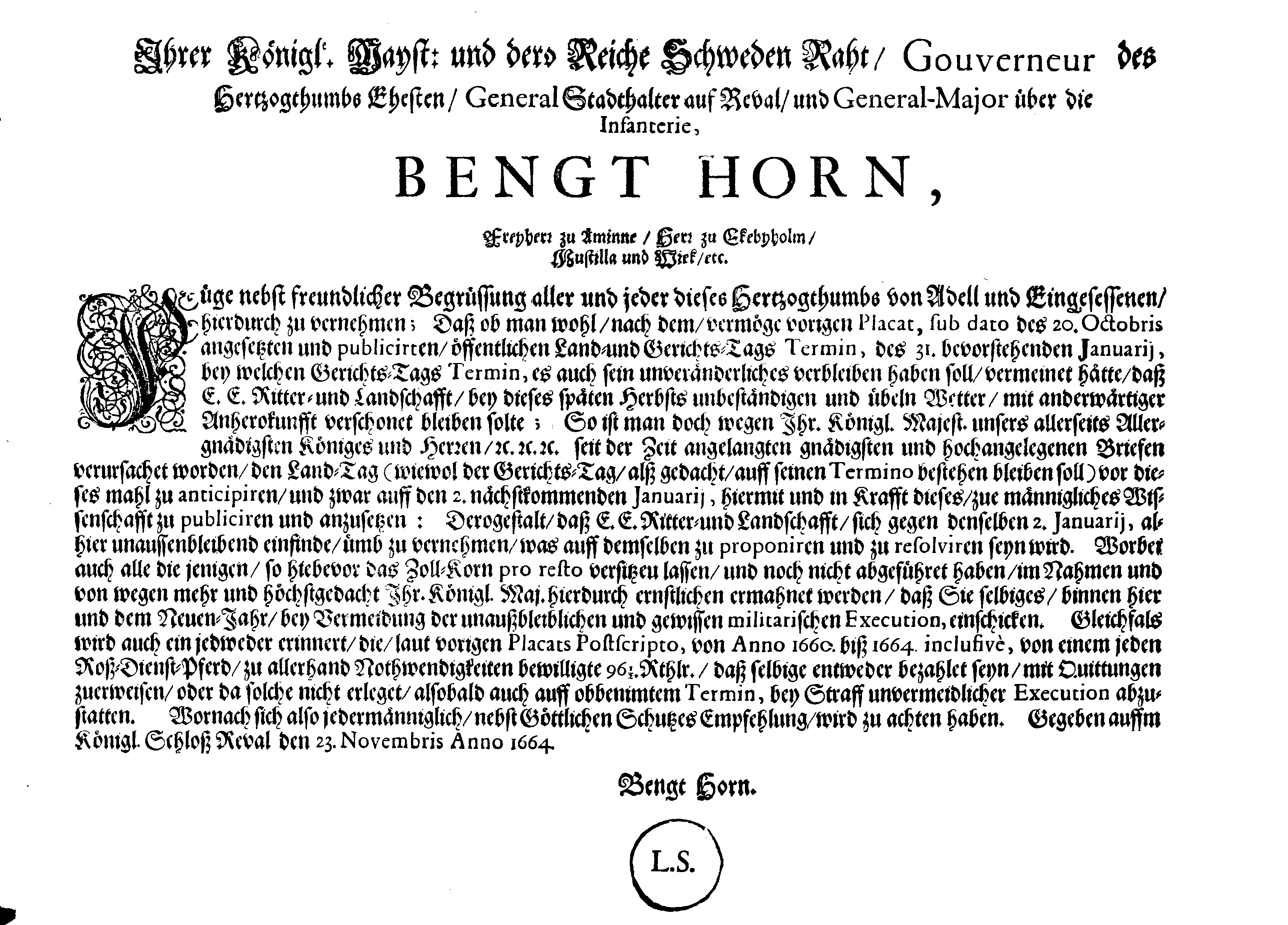 [Bengt Horni korraldus]